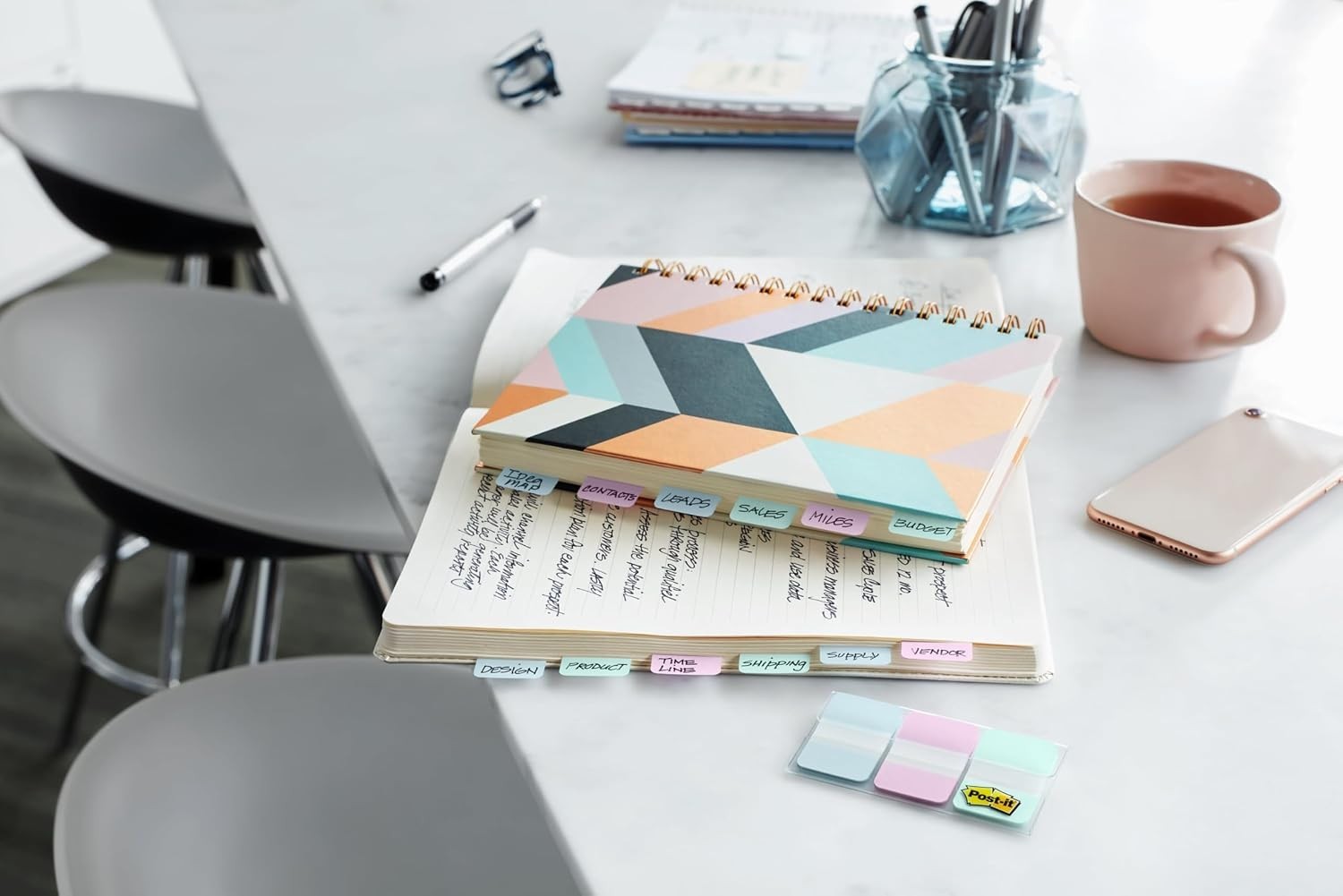 Gradient Blue Pink Clear Index Tabs, 24-Pack