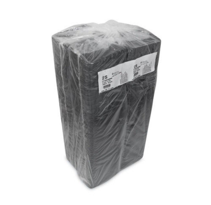 500 Count Case Black Foam Meat Food Tray Size 2S 8.2”x5.7”x0.65”