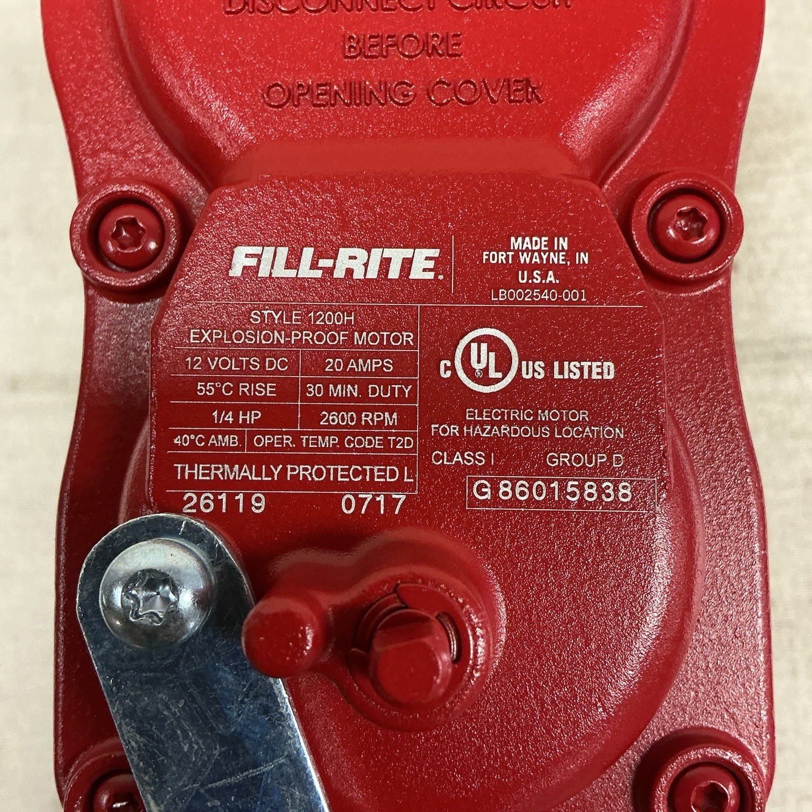 FILL-RITE FR1204H Electric Drum Pump 12V 1/4hp 15gpm Cast Iron