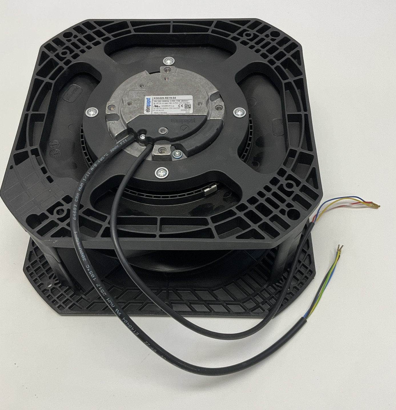 ebmpapst K3G225-RE19-04 225mm Centrifugal Fan 110-130VAC, 2.40A, 170W
