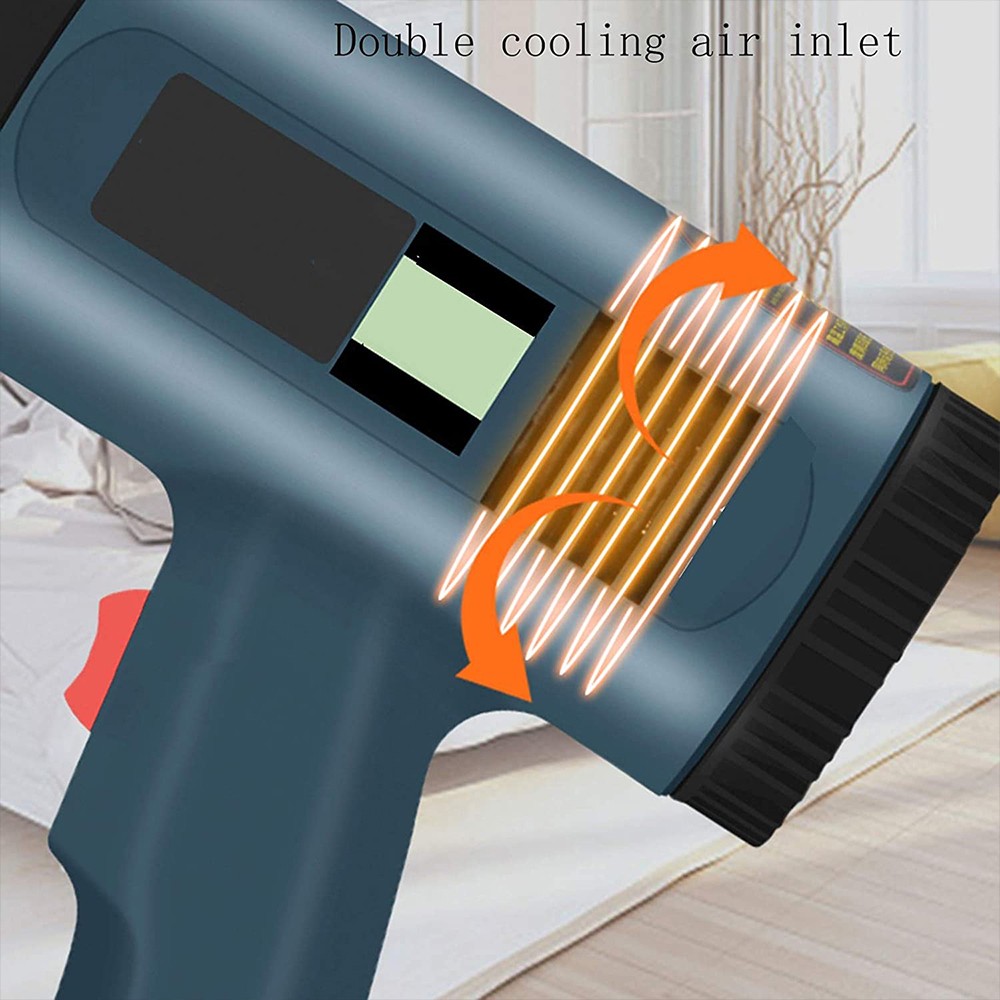 2500W Heat Gun Electric Hot Air Gun Dual Temperature LCD Display 4 Nozzles 110V
