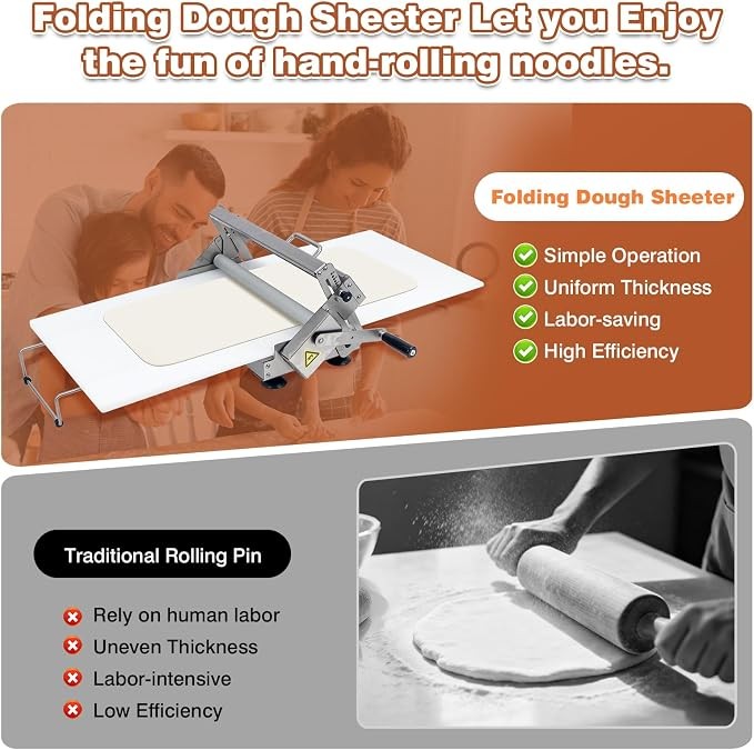 Open 40.9»x15.5″Commercial Folding Manual Stainless Steel Machine Dough Sheeter