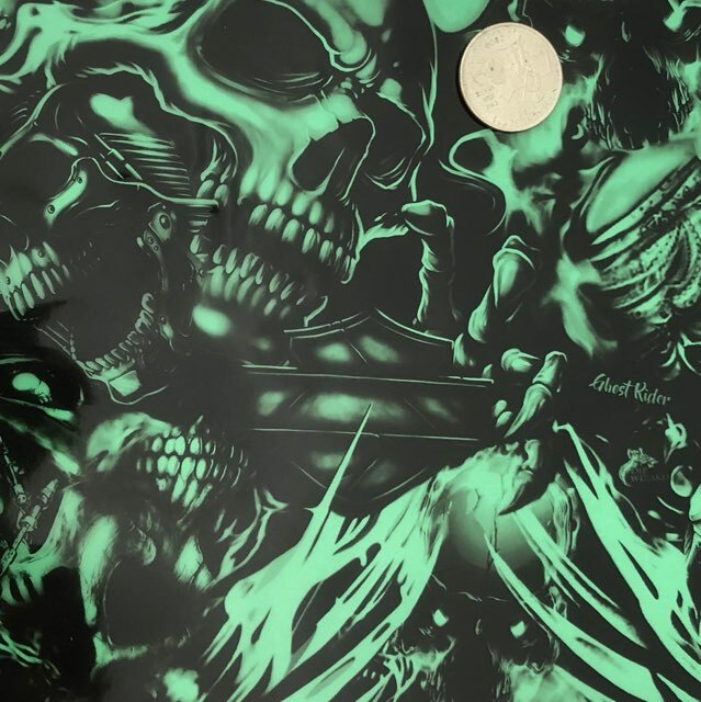 HYDROGRAPHIC FILM Skulls ghost rider Harley 7′ x 20″ hydro dipping DIP APE