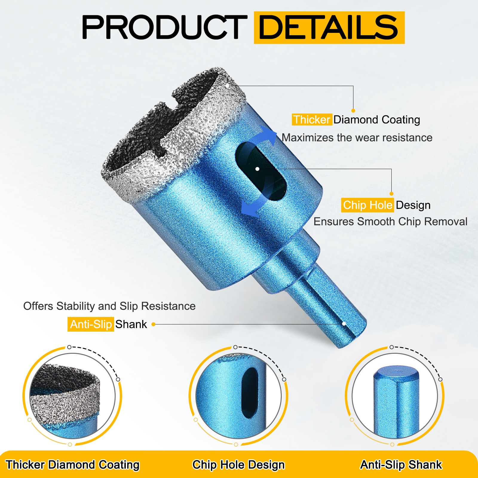 3.54″/90mm Diamond Hole Saw 1 PC. Blue