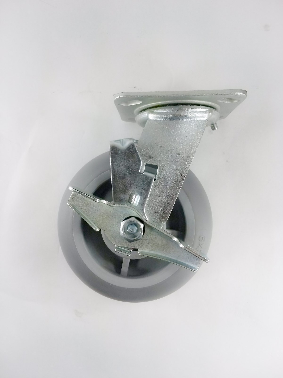 6″ x 2″ Non-Marking Rubber Caster – Swivel with Brake