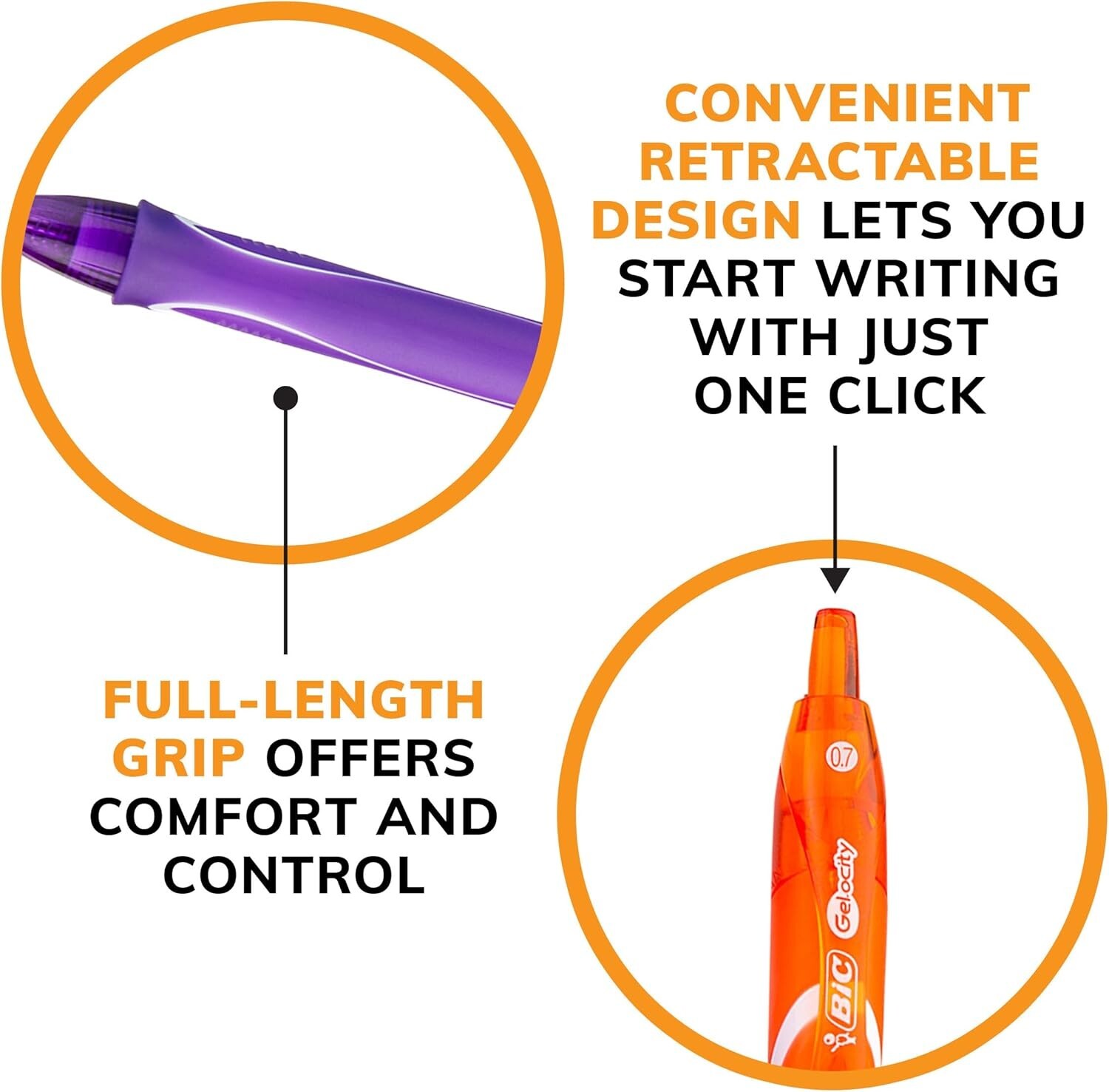BIC Gelocity Quick Dry Assorted Colors Gel Pens, Medium Point (0.7Mm), 12-Count