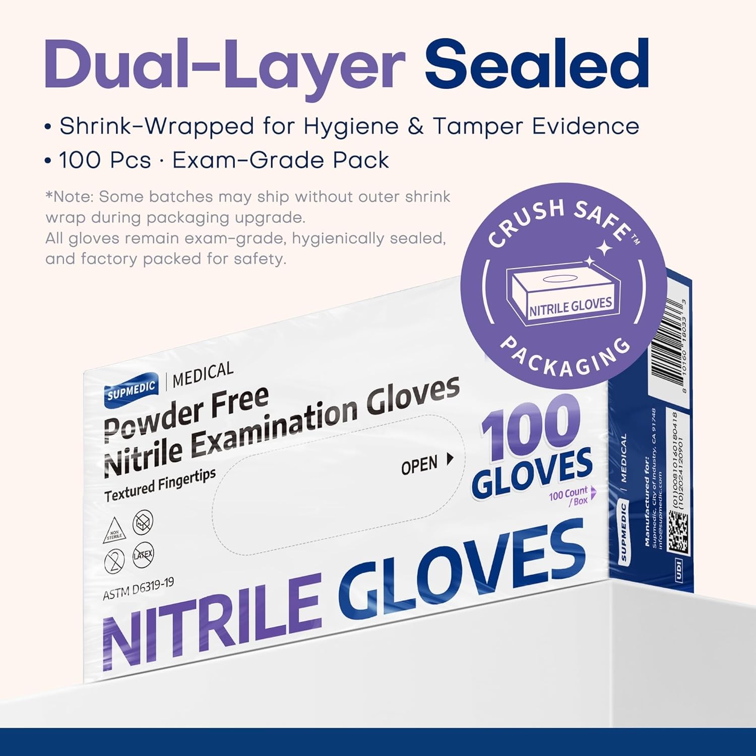 Lilac Nitrile Disposable Gloves Latex-Free Powder Free Medical Exam 1000ct