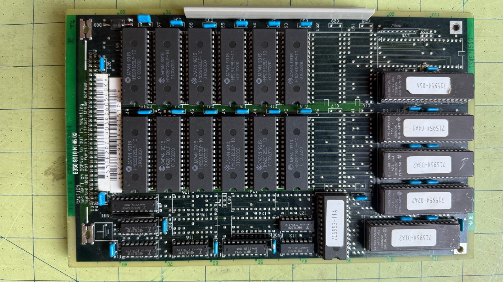 Fujitsu 9600 PBX Memory Card E20B-9518-R151 Circuit Board Vintage Japan PCB
