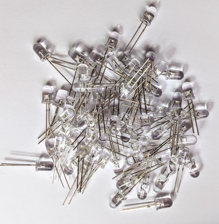 10 pcs 5mm LEDs Red, Yellow, Green, Blue, Clear -Choose color