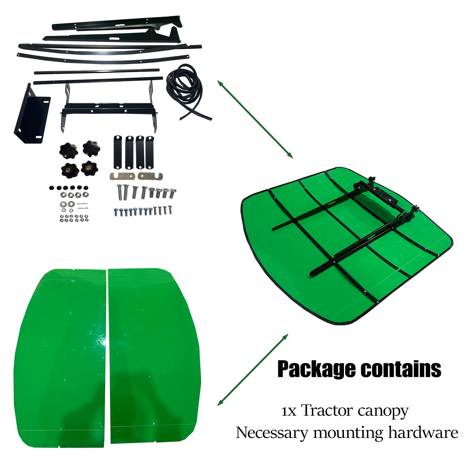Green Tuff Top Tractor Canopy 52″ X 52″ For John Deere 2″ x 2″ or 2″ x 3″ ROPS