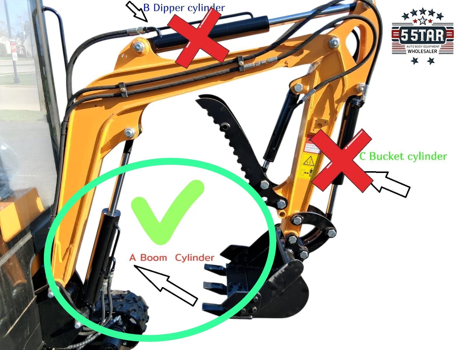 1-2 Ton Chinese Mini Excavator Hydraulic Boom Cylinder 1 Ton