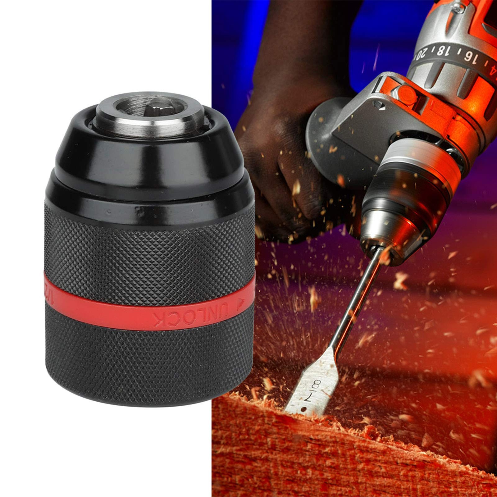 Keyless Drill Chuck 1-13mm 1/2-20UNF Self Tighten Hand Drill Replacement