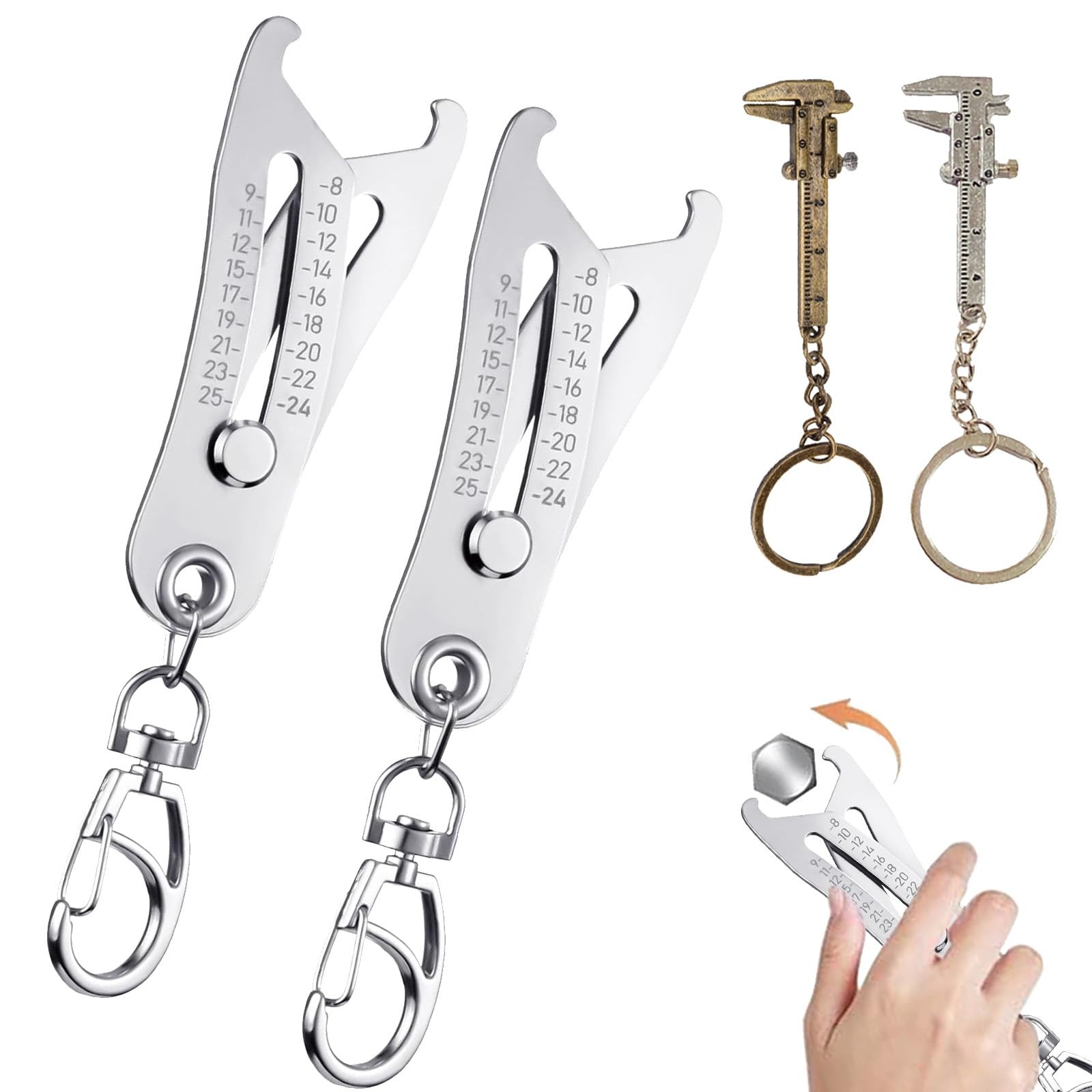 2PCS Portable Precise Thread Checker Keychain,Nut and Bolt Size Finder Keycha…
