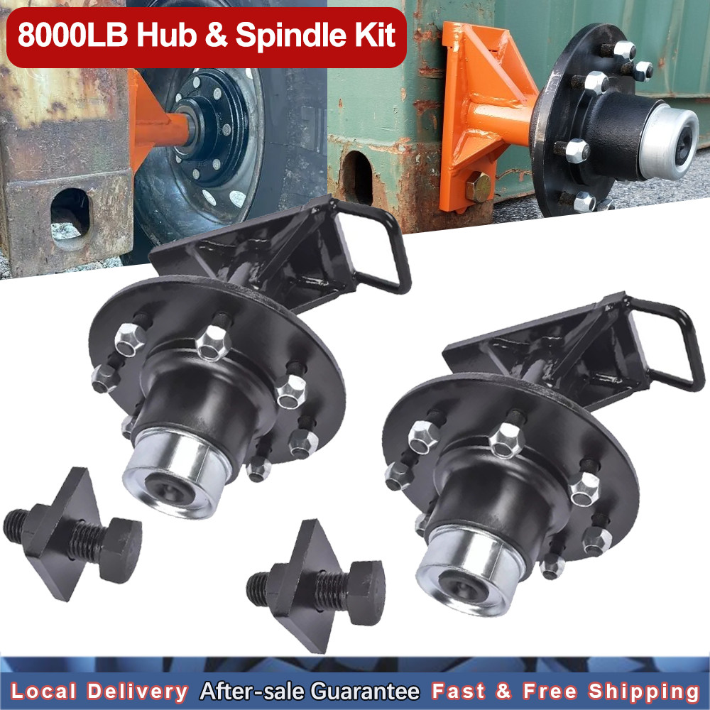 8000LB Hub & Spindle Kit 8 x 6.5 Lug Shipping Container Bolt-on Wheels Black