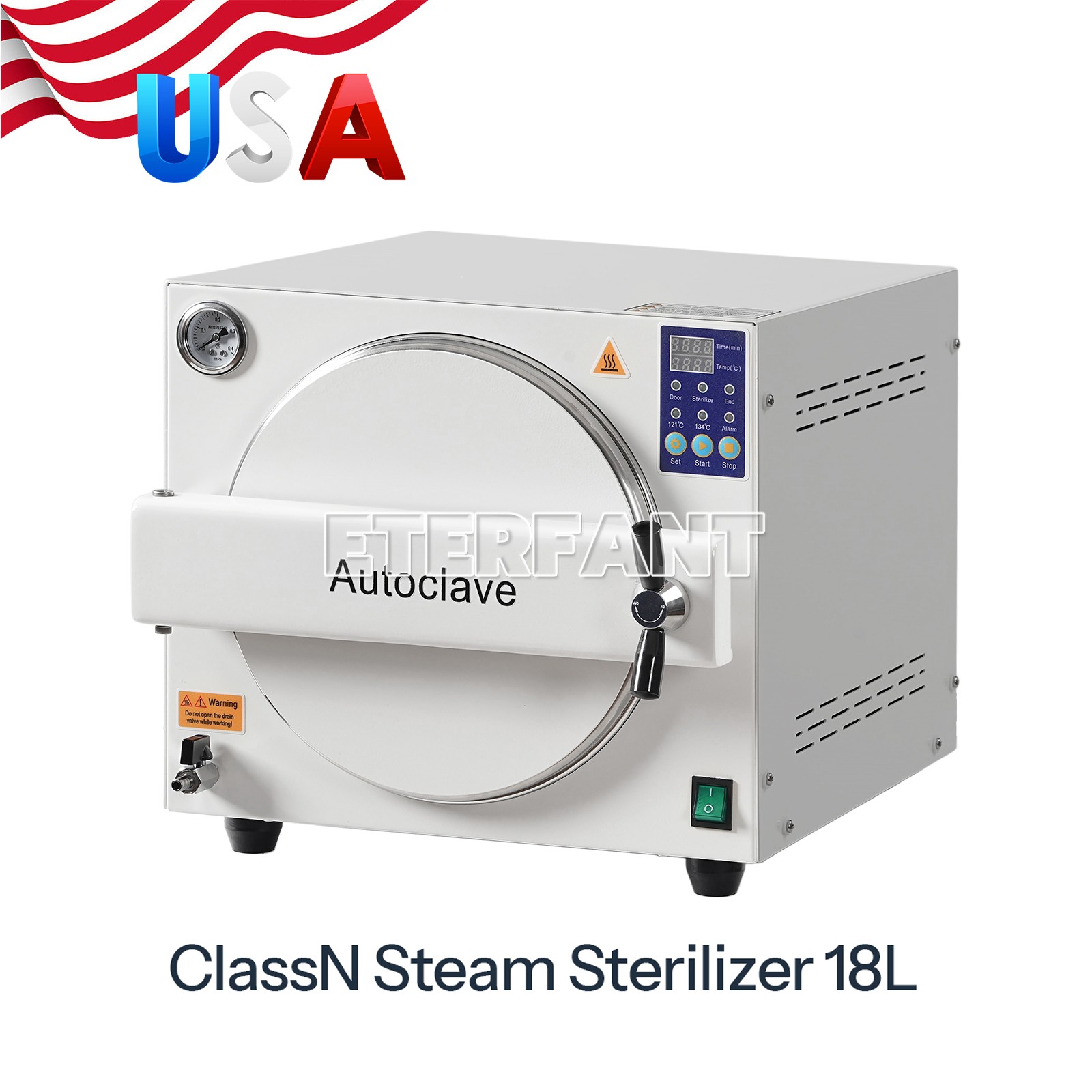 ETERFANT 18L ClassN Dental Medical Autoclave High Temperature Steam Sterilizer