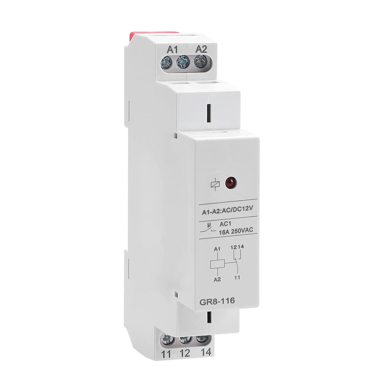 Intermediate Relay Auxiliary Relay 1SPDT RELAYS 16A Din Rail GR8-116 AC/DC12V