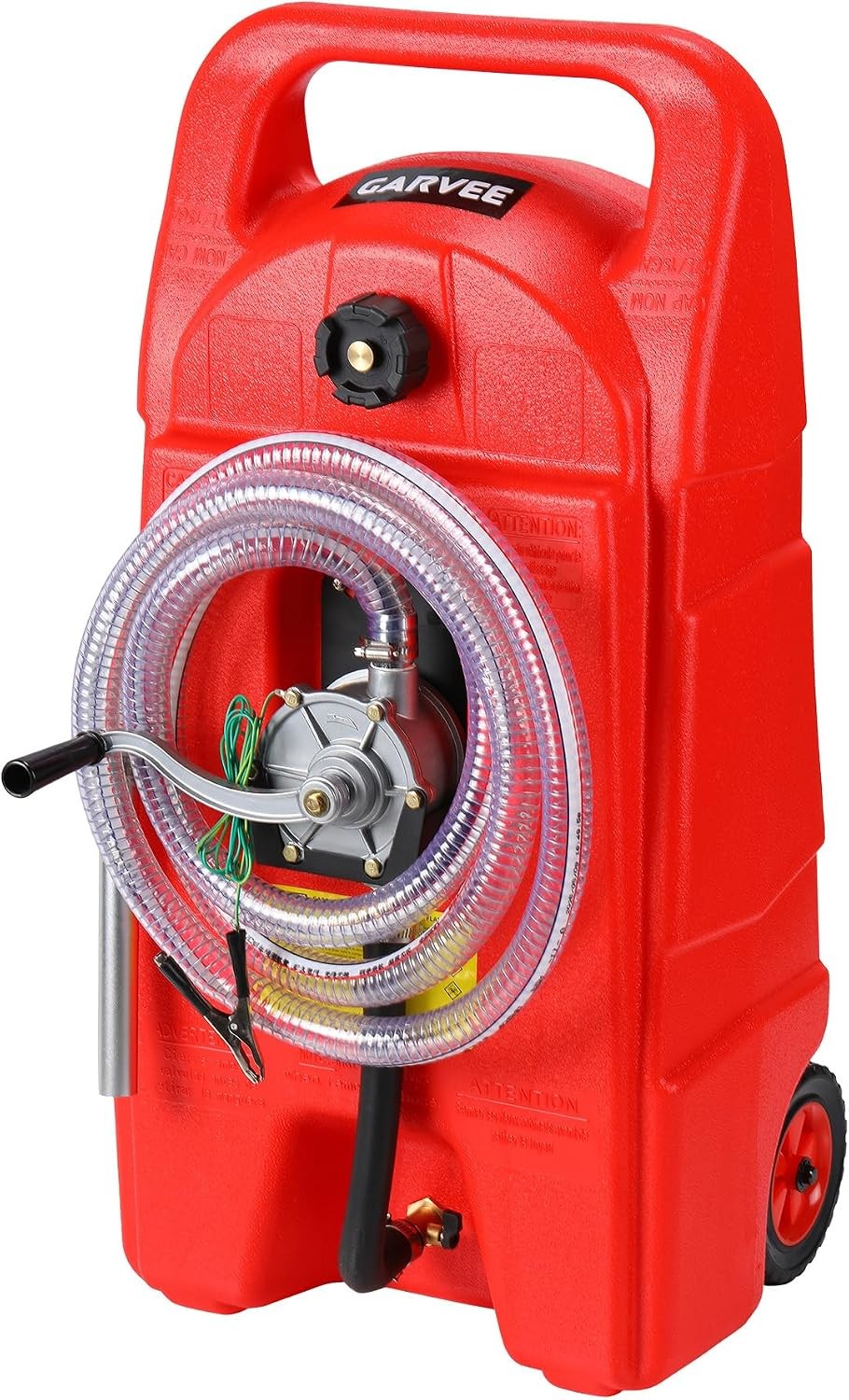 15 Gal Portable Fuel Caddy Gas Storage Tank Container Manual Pump 10 ft Hose