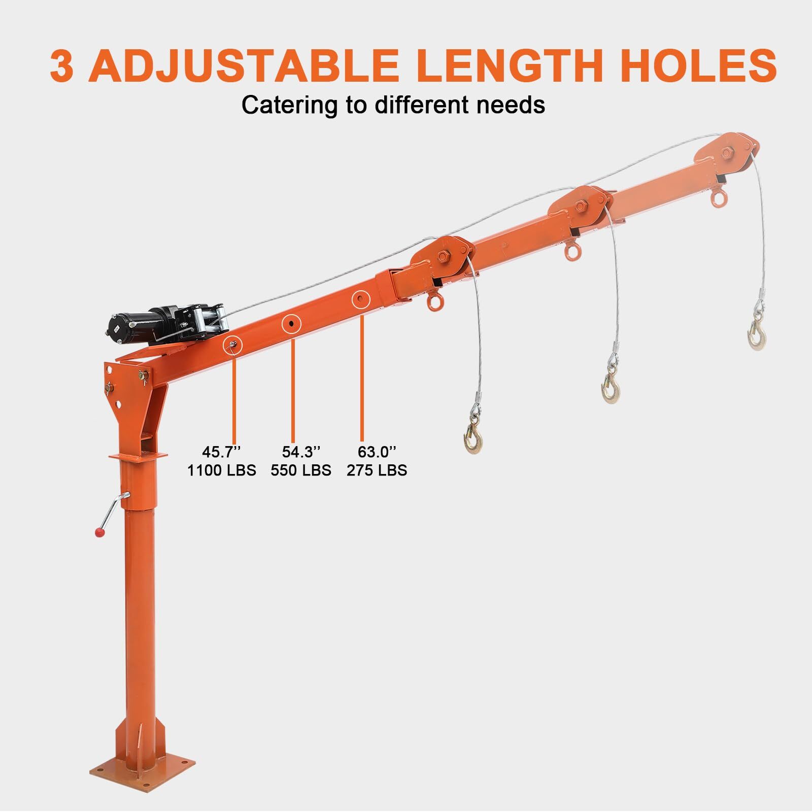 1100 Lbs Truck Hoist Crane Folding Truck Mounted W/Electric Winch 3500Lbs Pickup
