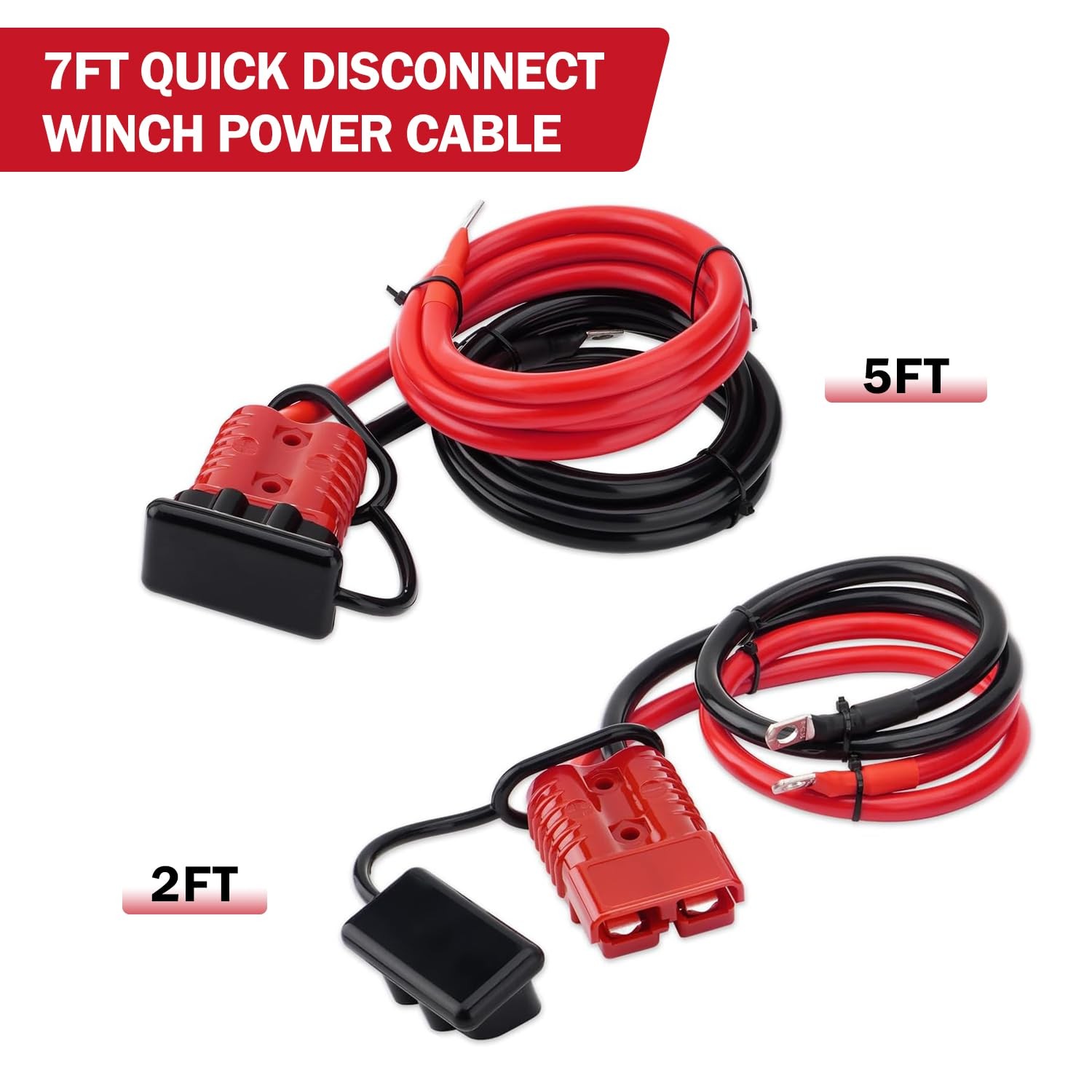 7FT Quick Disconnect Winch Power Cable 4 Gauge Heavy Duty Copper Wiring