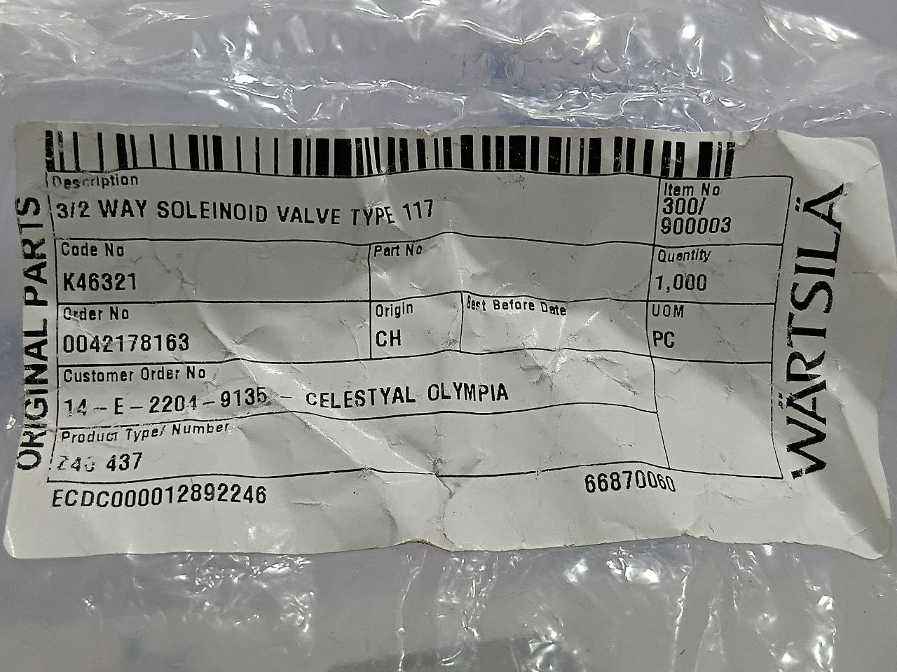 Eugen Seitz AG 117 497 00 117 Solenoid Valve Wetzikon 118 105 024N 2A27 24VDC