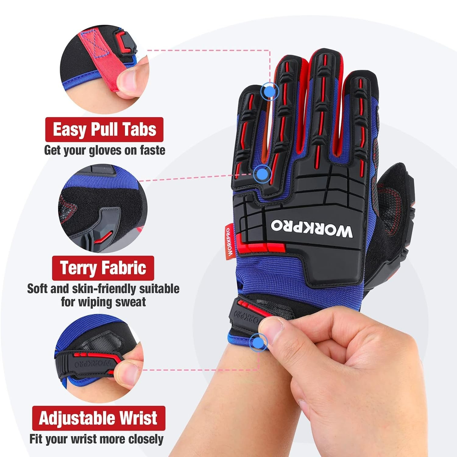 Synthetic Leather Heavy Duty Work Gloves with Waterproof Touchscreen – XL