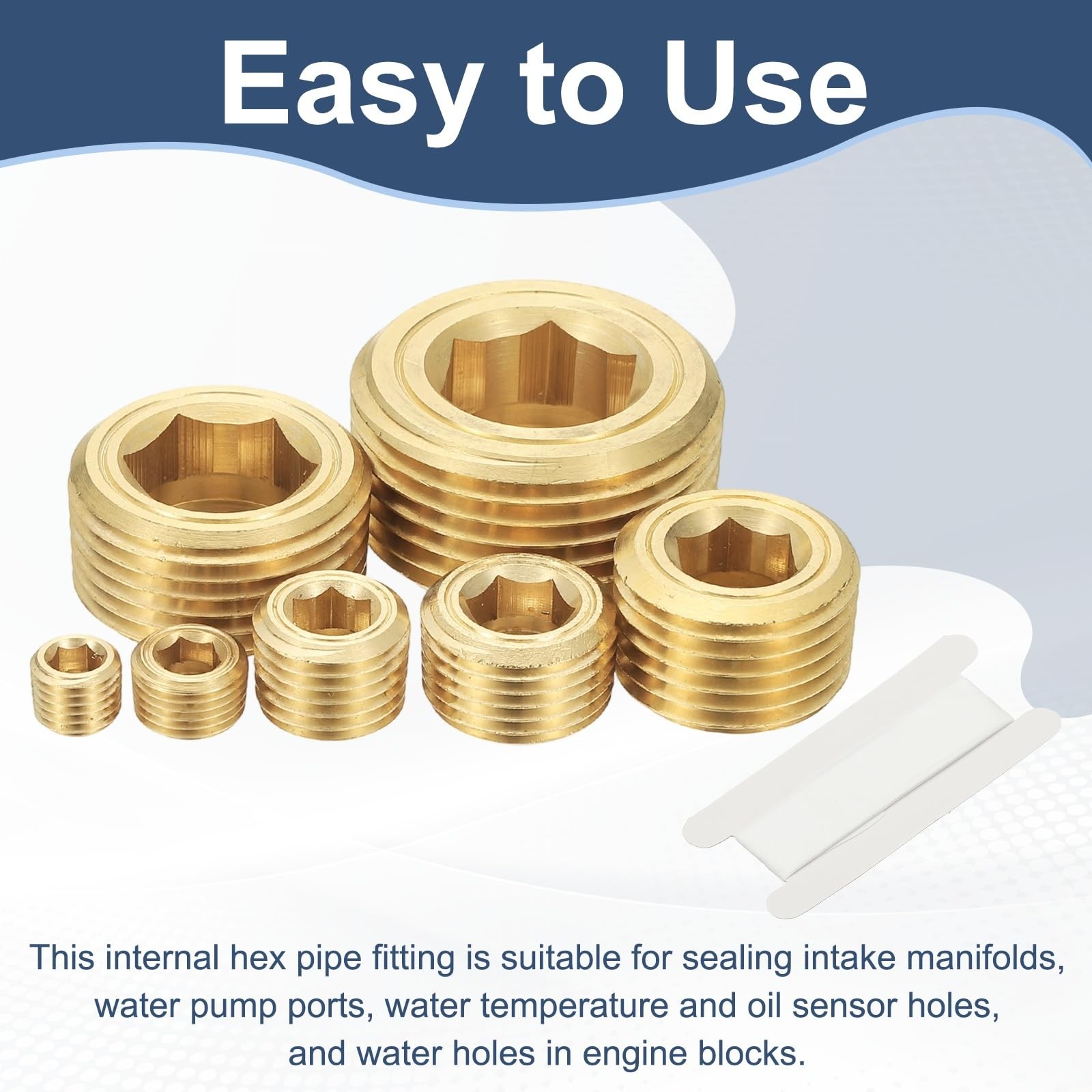 1/4″ NPT Male Internal Hex Pipe Fitting, 3 Pcs Brass Pipe Plug Fitting Assort…