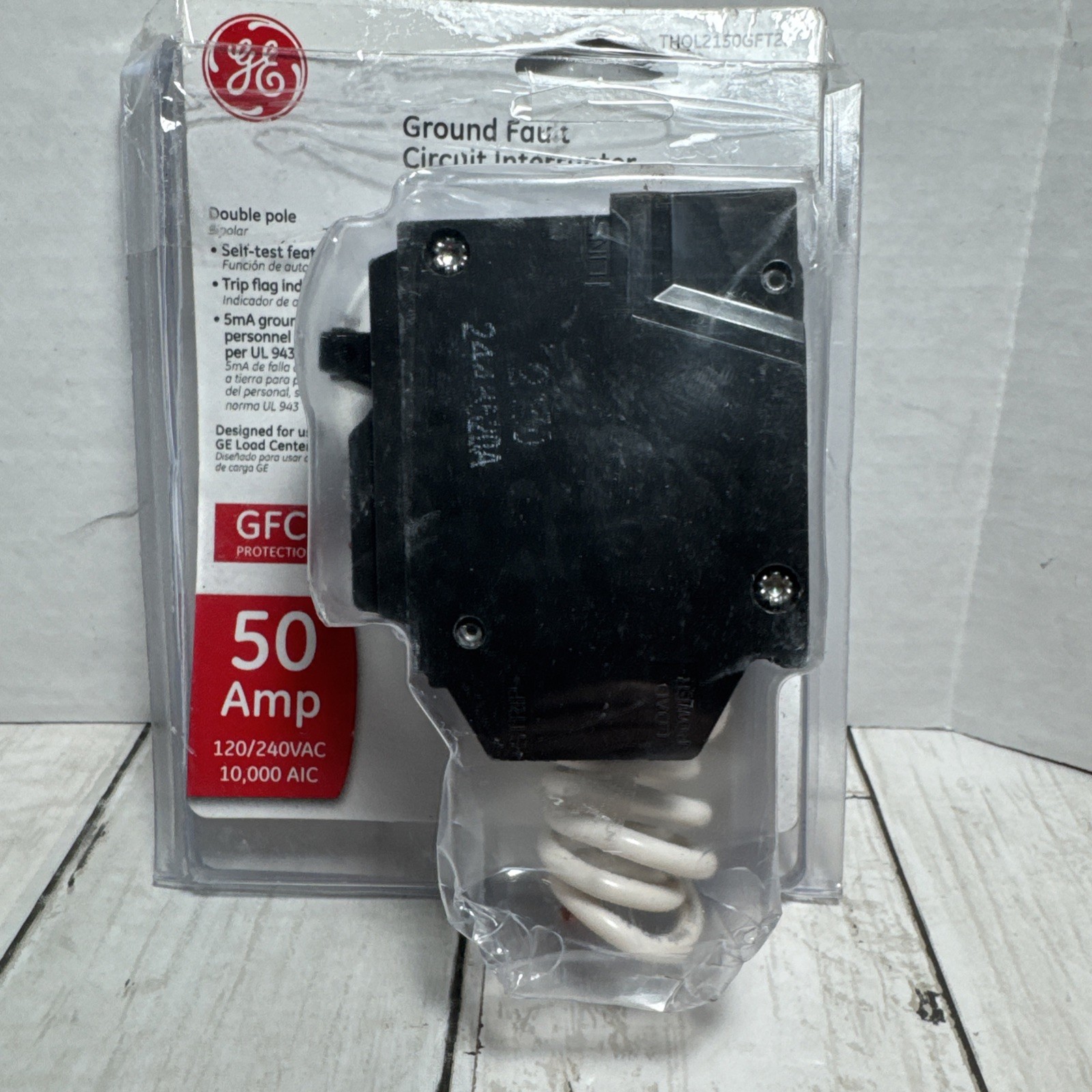 GE THQL2150GFT2PGround Fault Circuit Interrupter Breaker 2 Pole 50A 240V