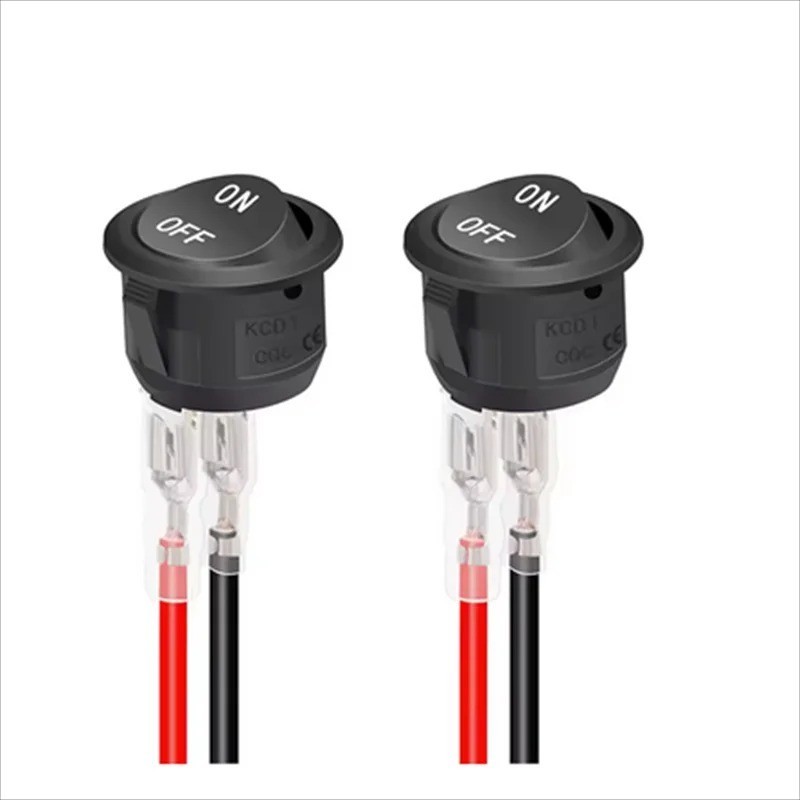 12V Round Rocker Switch SPST On/Off 2-Pin 6A/250V 10A/125V for Car Boat RV Black