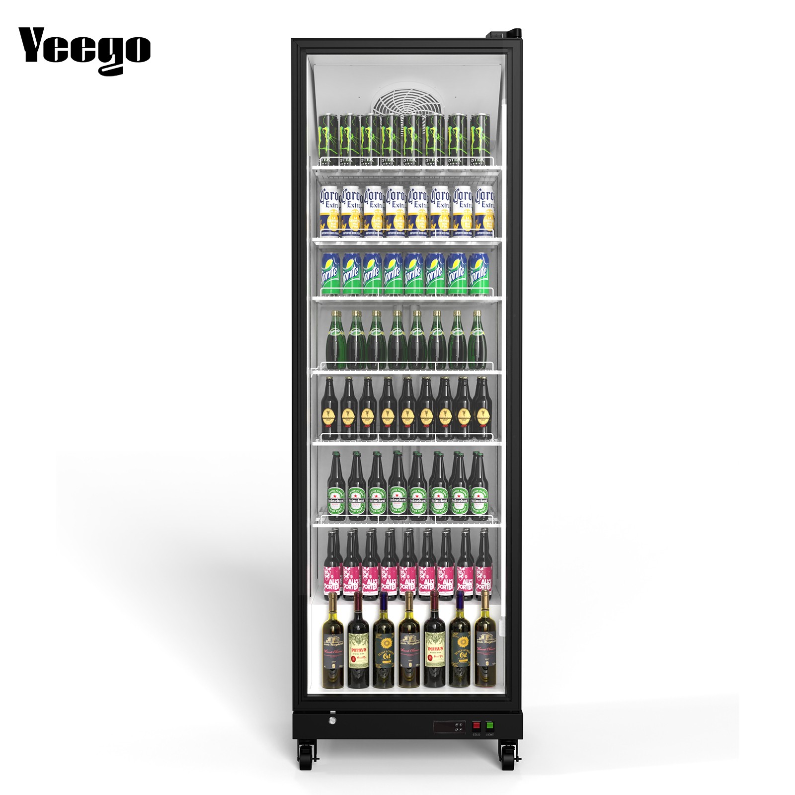 Yeego Commercial Beverage Refrigerator Single Glass Door Merchandiser Fridge New