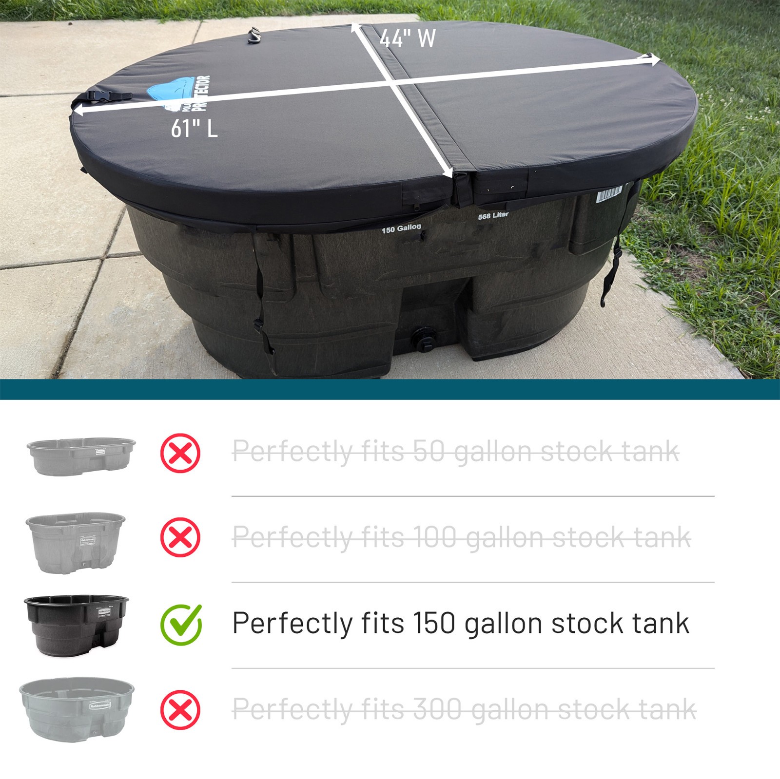 150 GaIlon Insulated HARD Stock Tank Cover Ice Water Therapy Hot Tub Cover