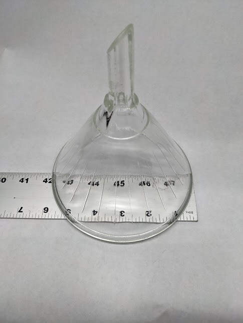Vintage MERCER 16 oz Ribbed Glass Heavy Wall Laboratory Funnel {whse2.26A3}