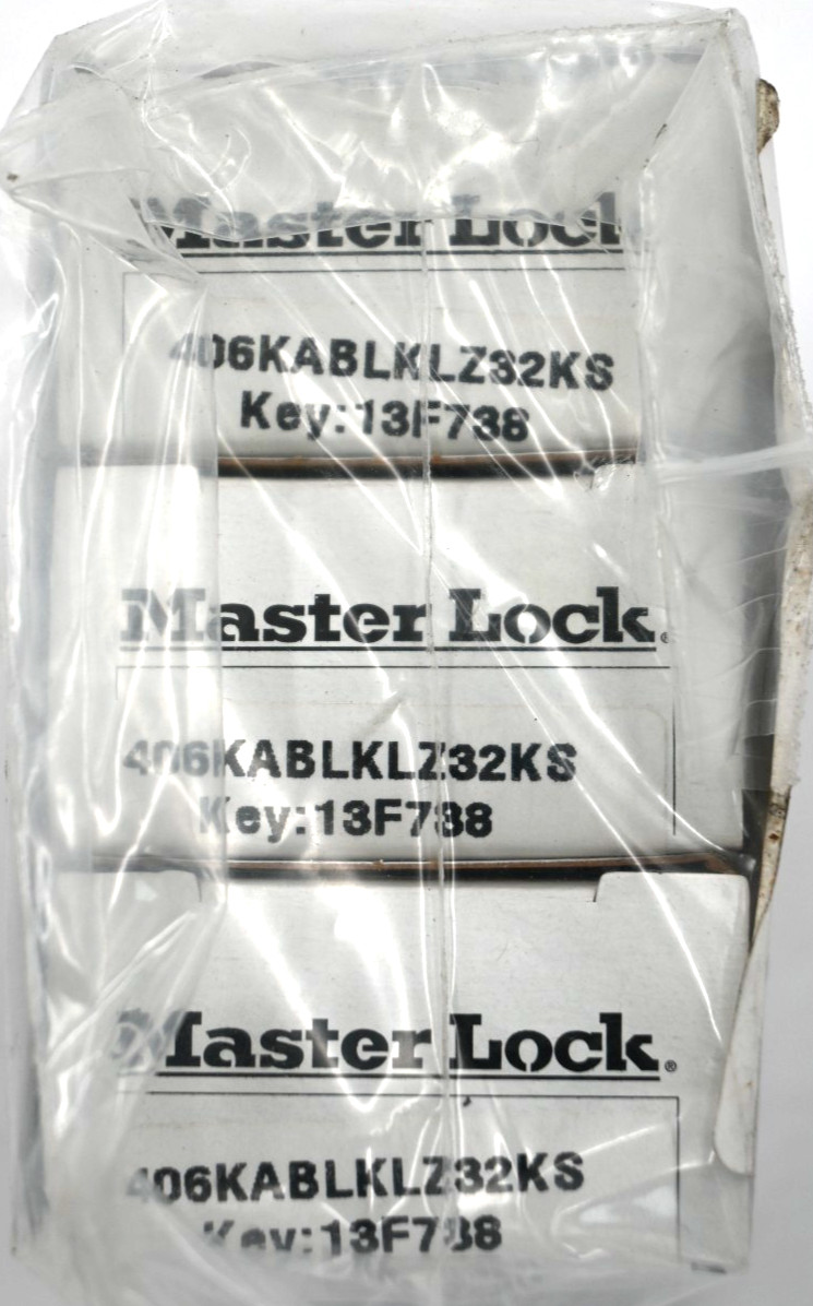 MASTER LOCK 406KABLKLZ32KS PADLOCK, ISOLATION MAS Key:13F738 (SET OF 3PCS)