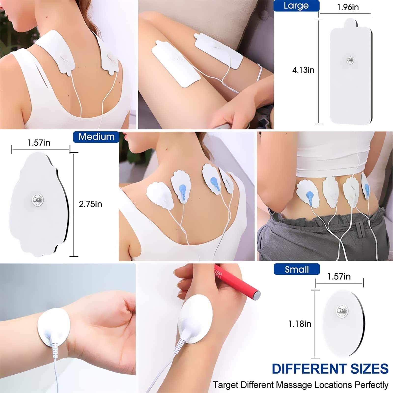 NURSAL TENS/EMS Unit Replacement Pads 20 Pack 3.5mm Snap Electrodes