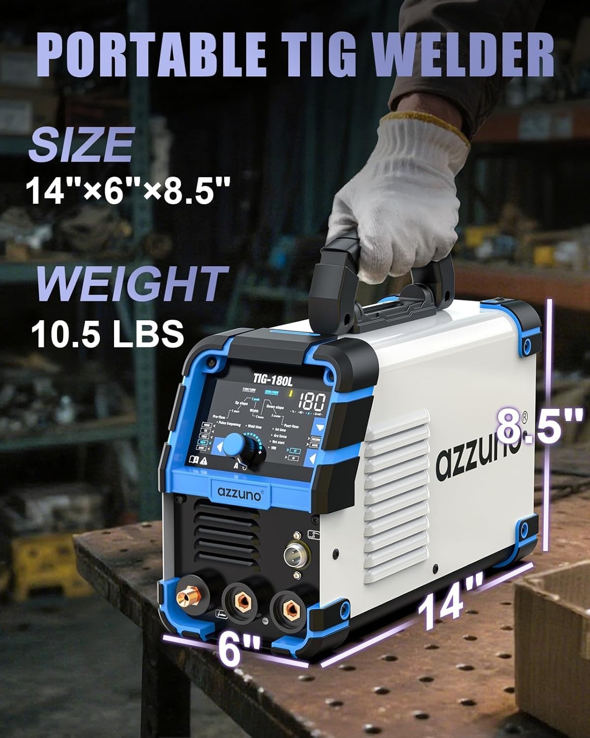 AZZUNO 5 In 1 Cold TIG Welding Machine 180A Cold Spot Stick/TIG Welder 110V/220V