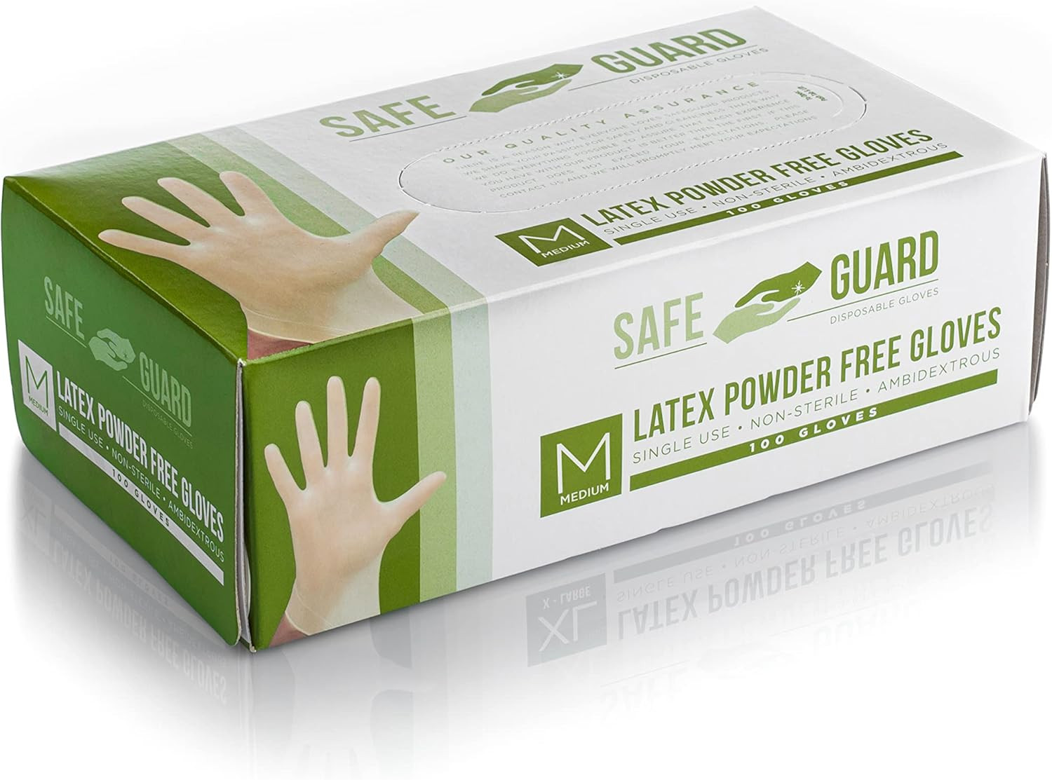 Safeguard Unisex Adult Latex Gloves, Box, Medium ,100 Count (Pack of 1)