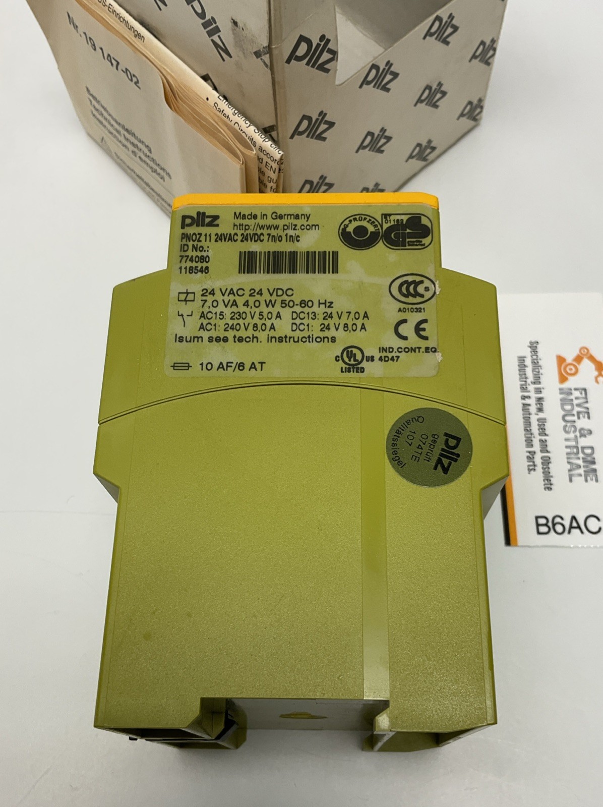 Pilz PNOZ 11 24VAC 24VDC 7N/O 1N/C 774080 Safety Relay 24VAC, 24VDC Coil