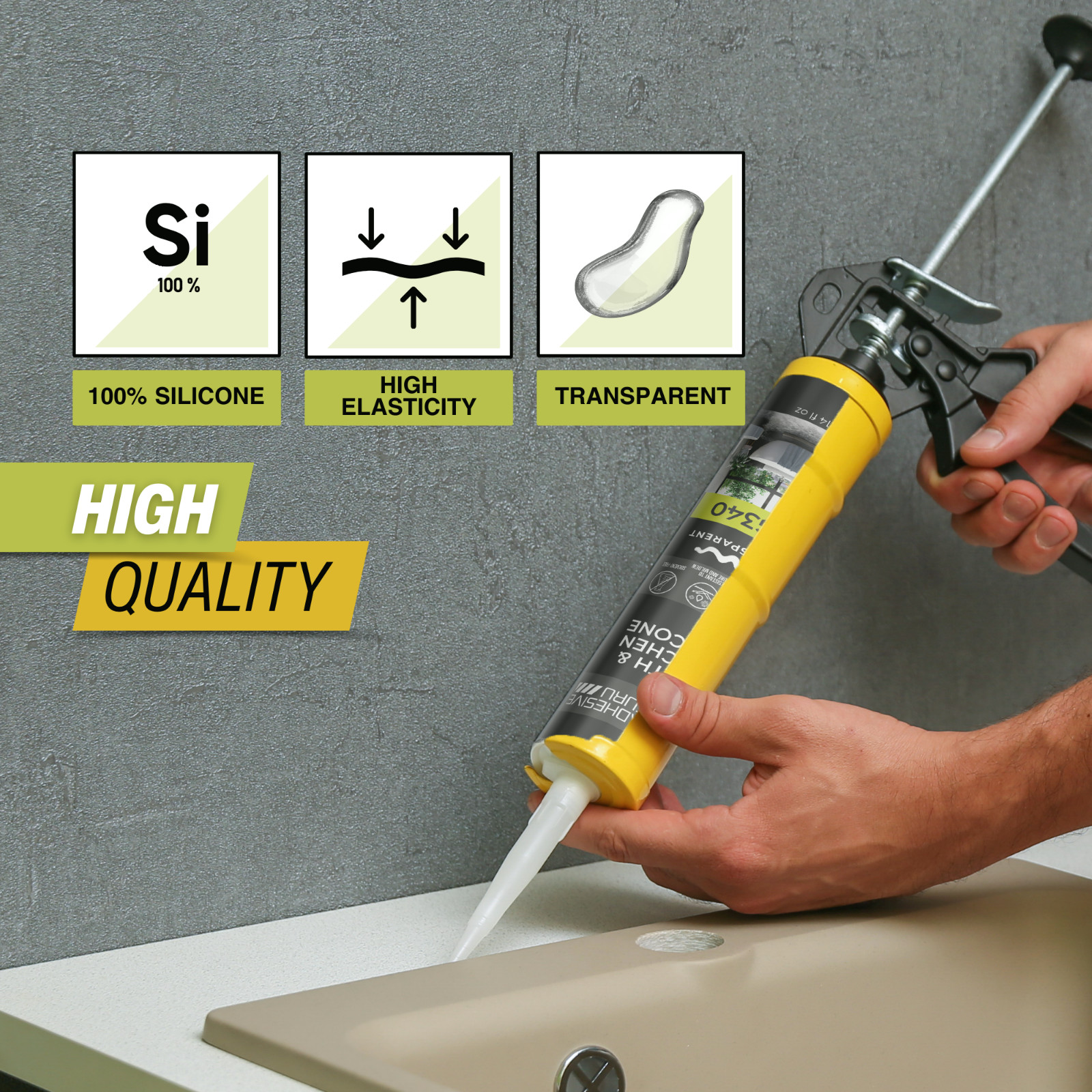 Adhesive Guru AG340 Clear Silicone Sealant (12×10.14 fl oz), 100% Silicone Caulk