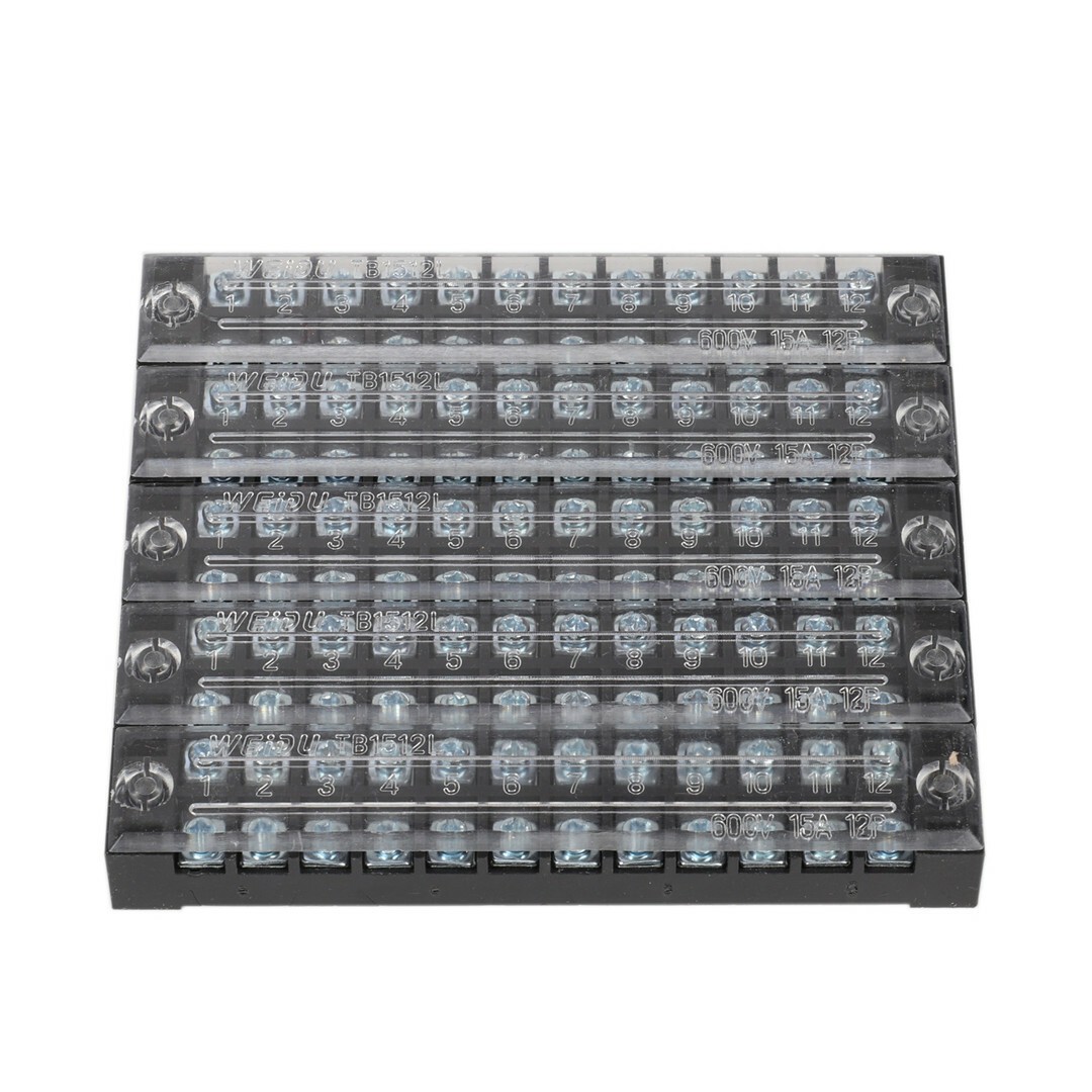 5Pcs Dual Row 12 Positions Screw Terminal Electric Barrier Strip Block 15A 600V