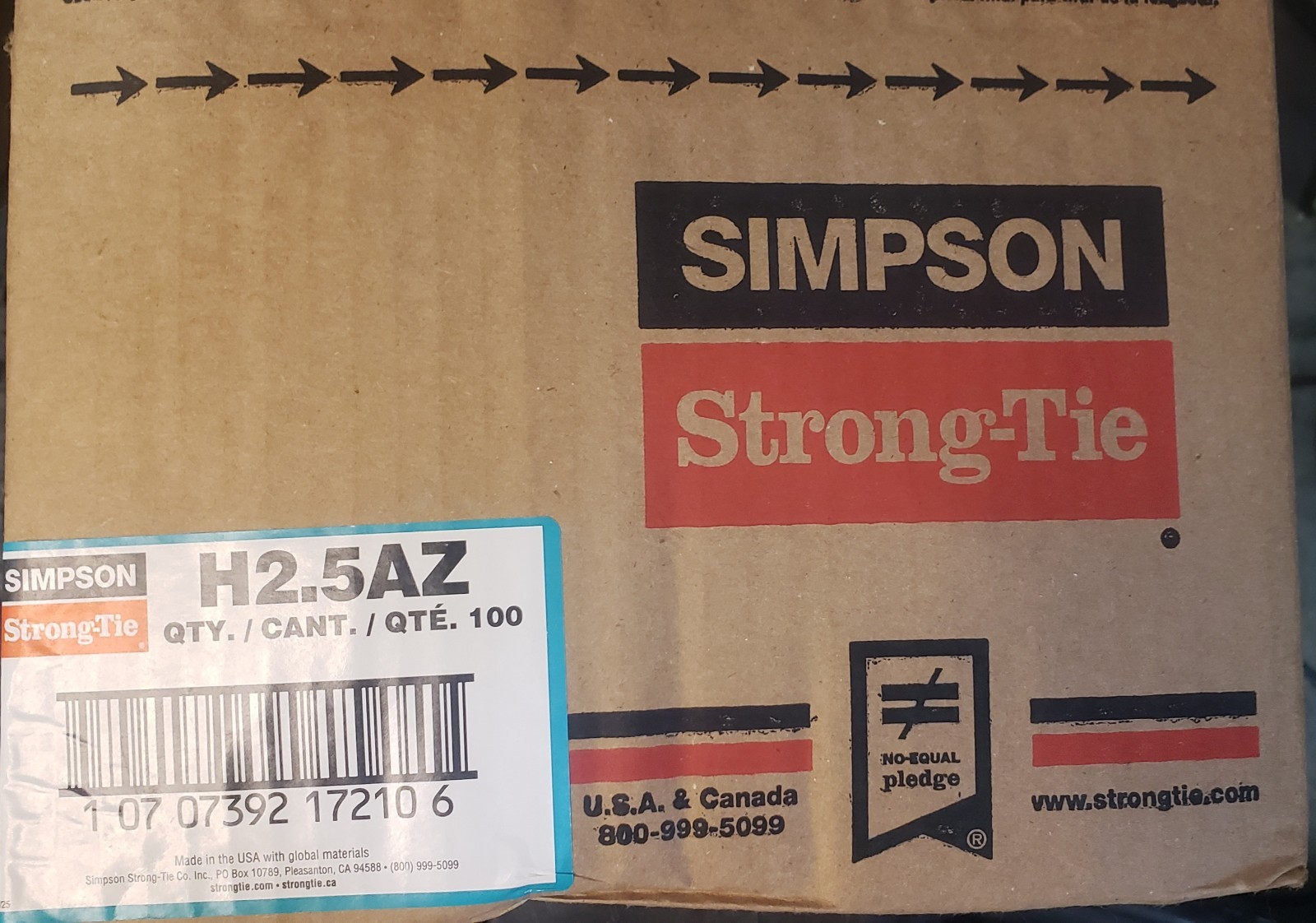 H2.5A 18-Gauge ZMAX® Galvanized Hurricane Tie (Pack of 100) H2.5AZ