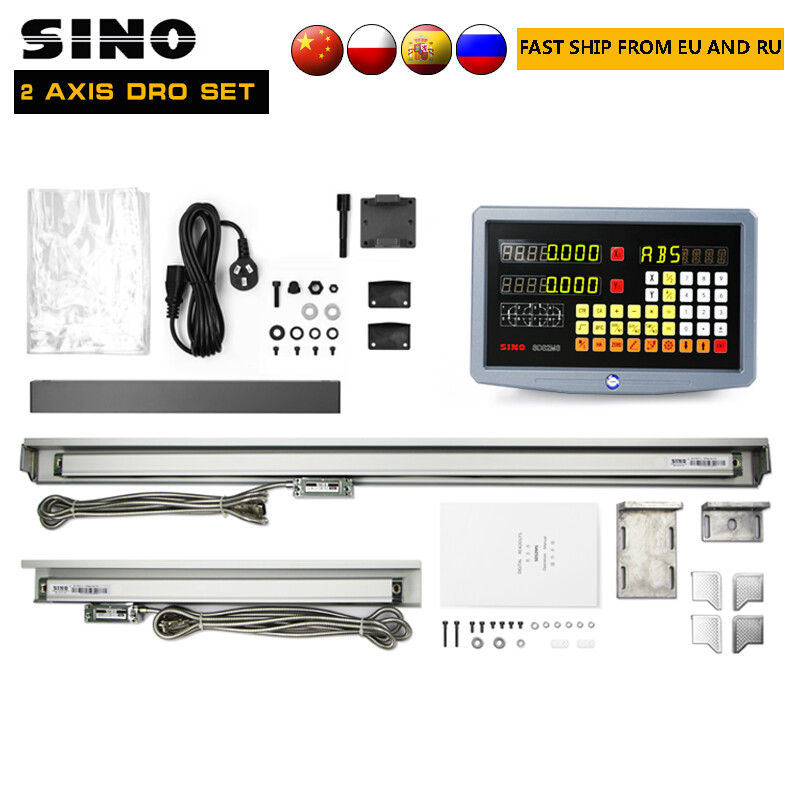 SINO SDS2MS 2 Axis DRO Set Digital Readou Kit With 2PCS KA300 Linear Scale 5um