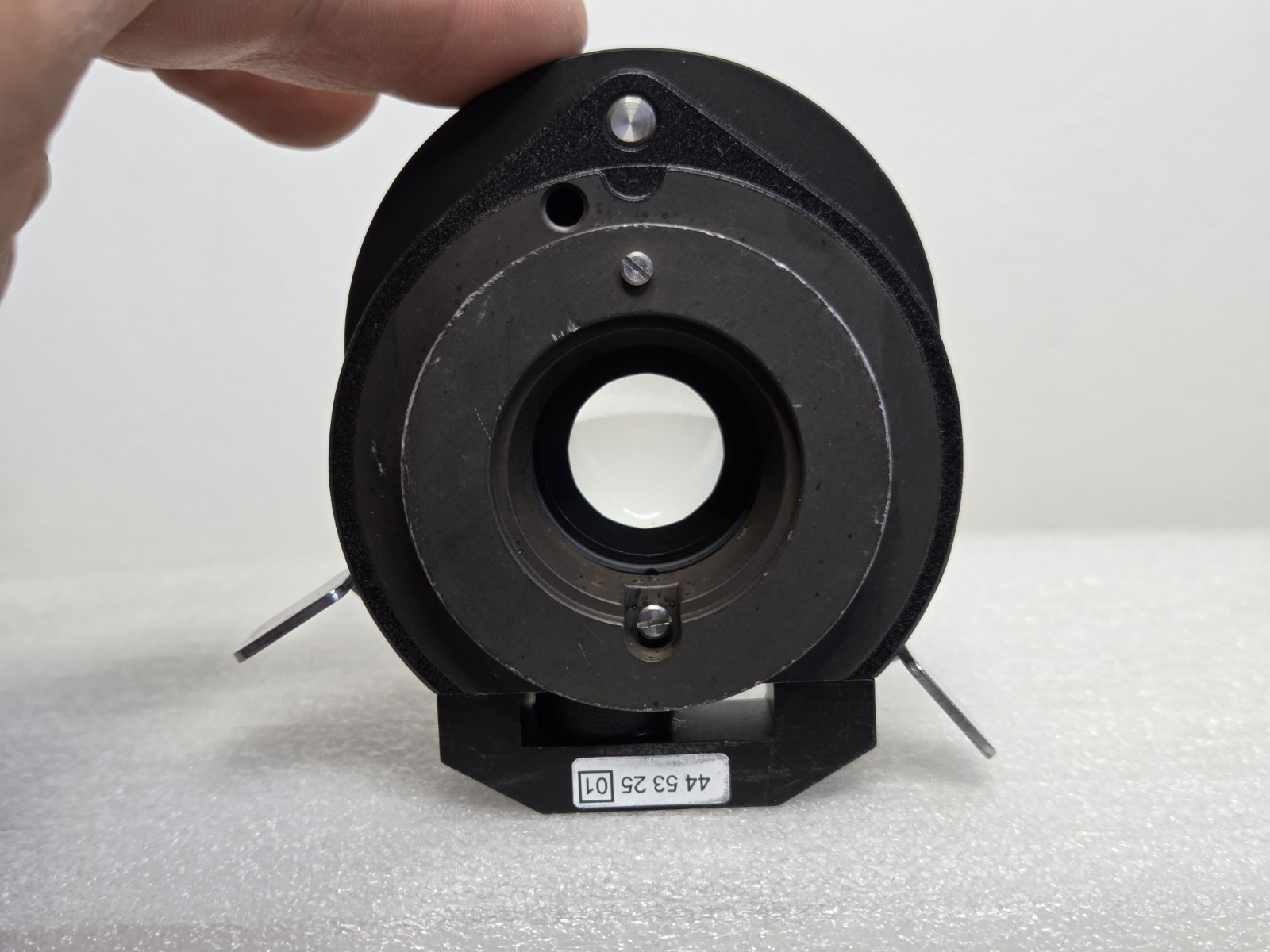 Zeiss Microscope Condenser with Flip Top Lens and Diaphragm.