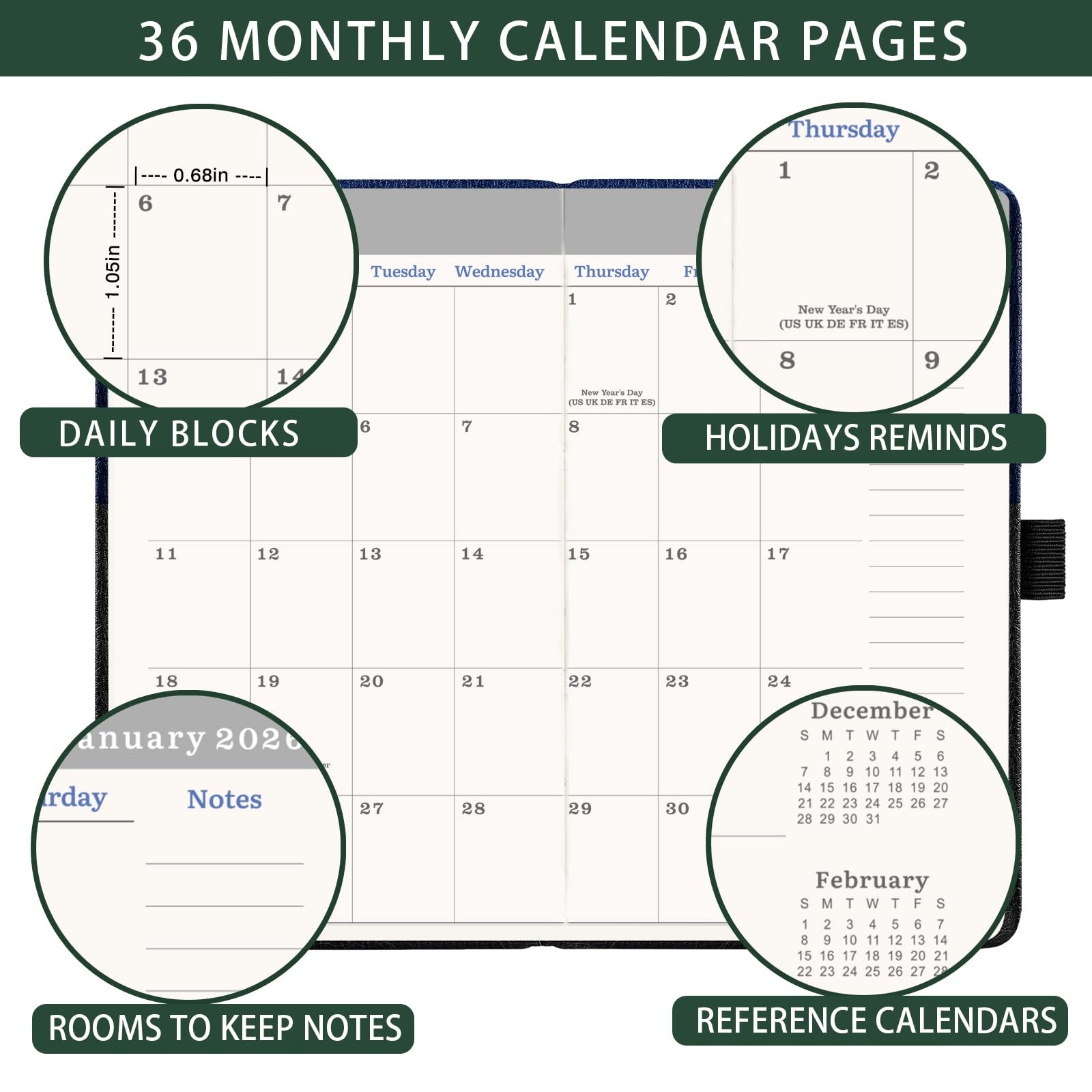 2026-2028 Pocket Calendar/Planner – 3 Year Monthly Pocket Calendar