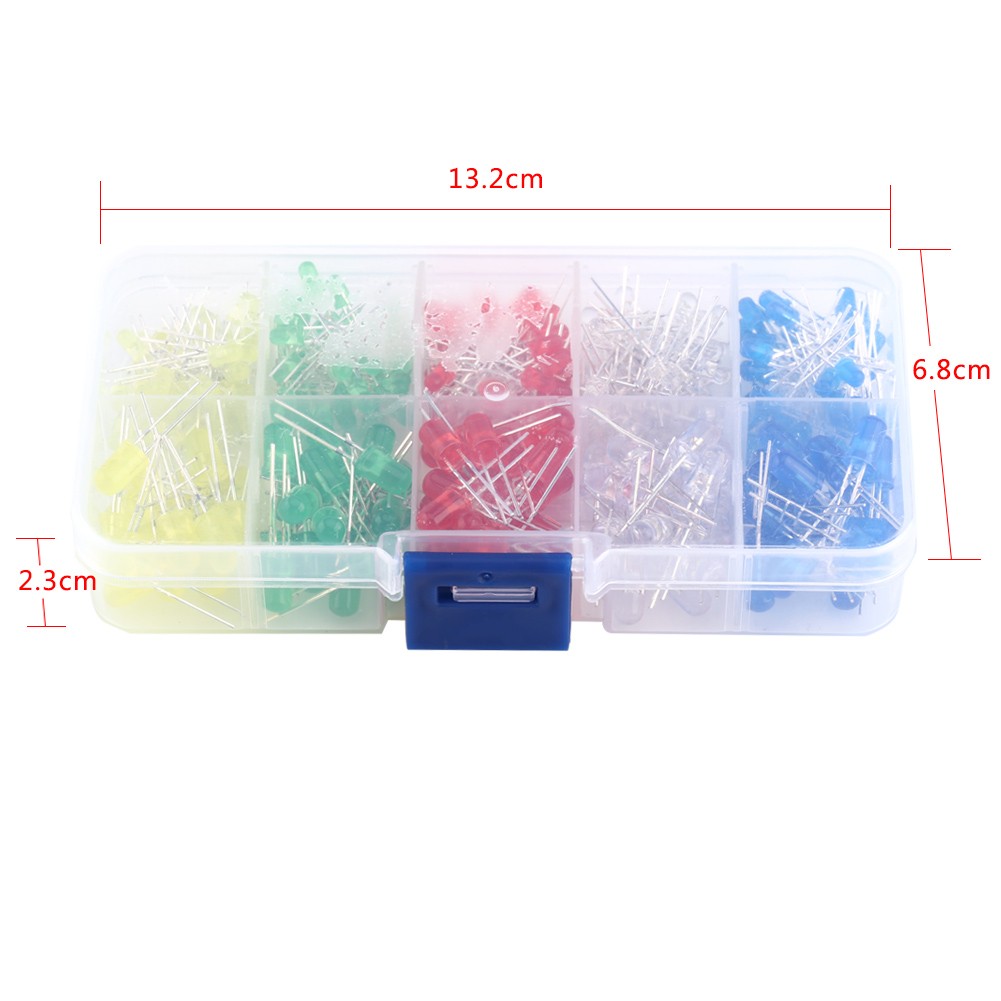300pcs 3mm 5mm LED Light White Yellow Red Blue Green Assortment Diodes Kit T
