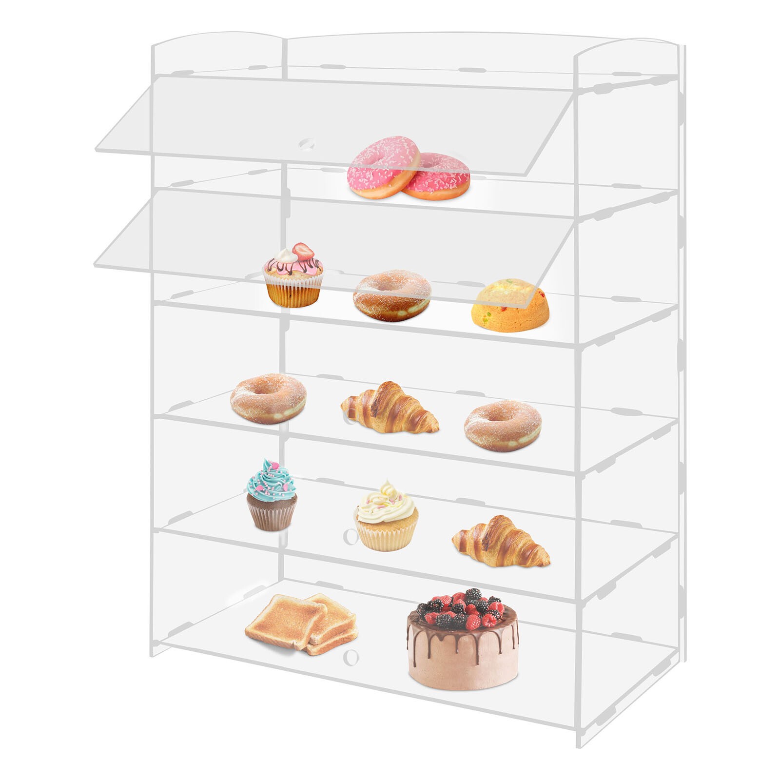 5-Tier Acrylic Display Case Bakery Pastry Countertop Showcase 18.7*8.46*24.4in