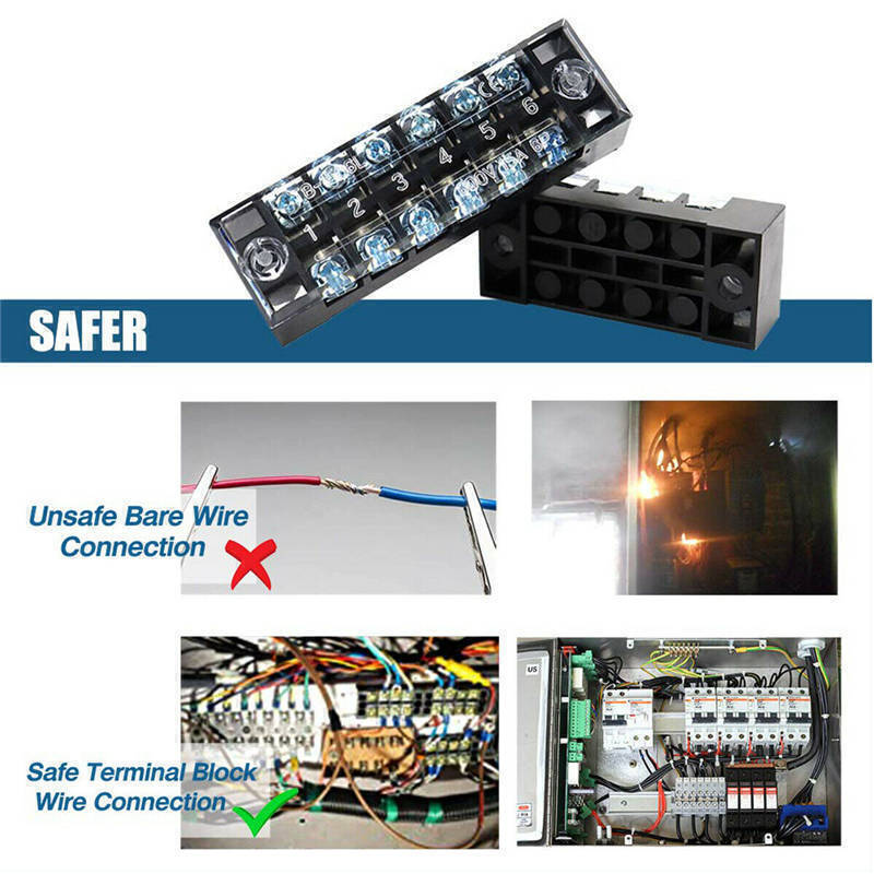 Terminal 1-10 Sets 3-12 Positions 600V 15A Screw Block Terminal Barrier Strip