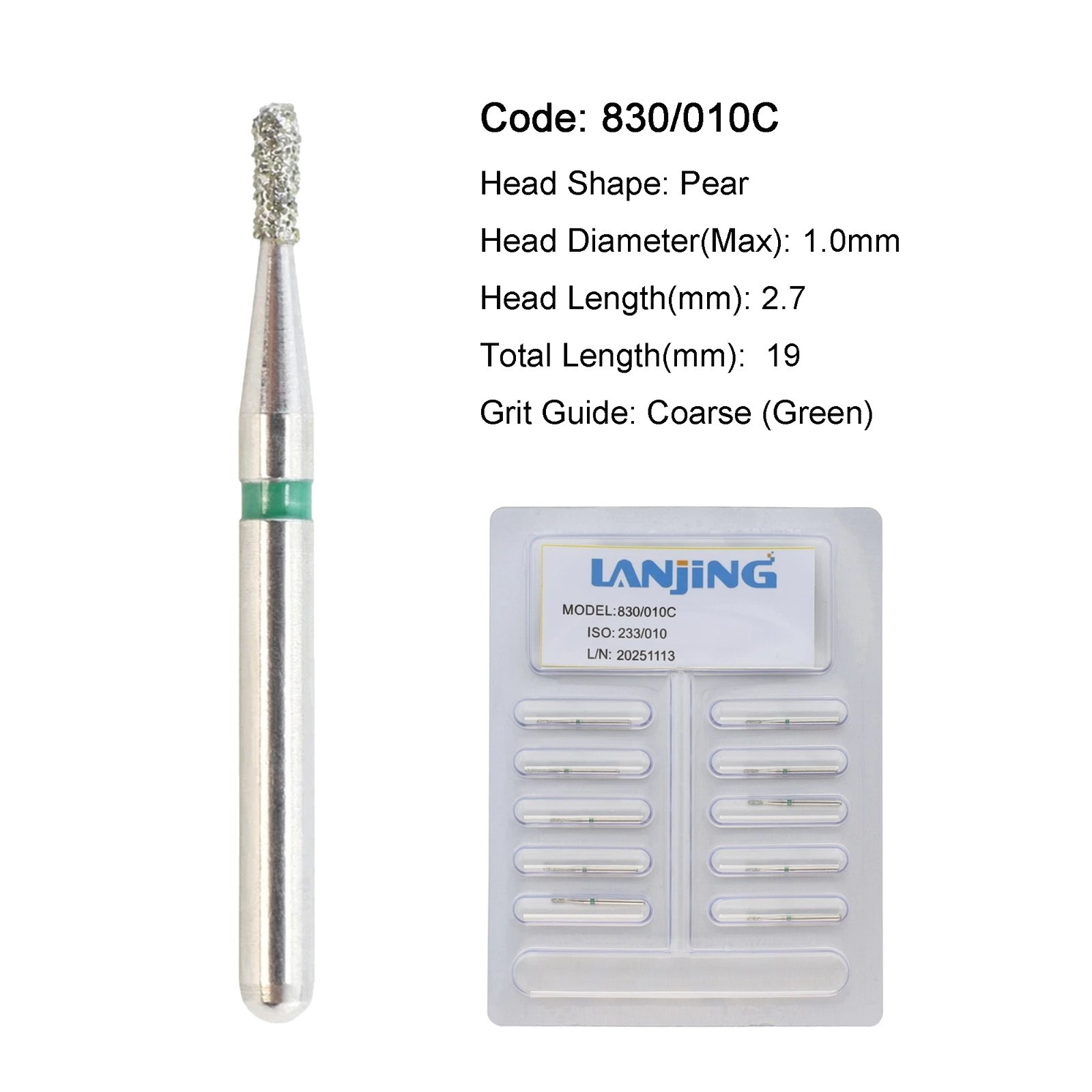 Dental Burs Diamond 330 Pear Egg Football Barrel High Speed FG 830/010 379/023