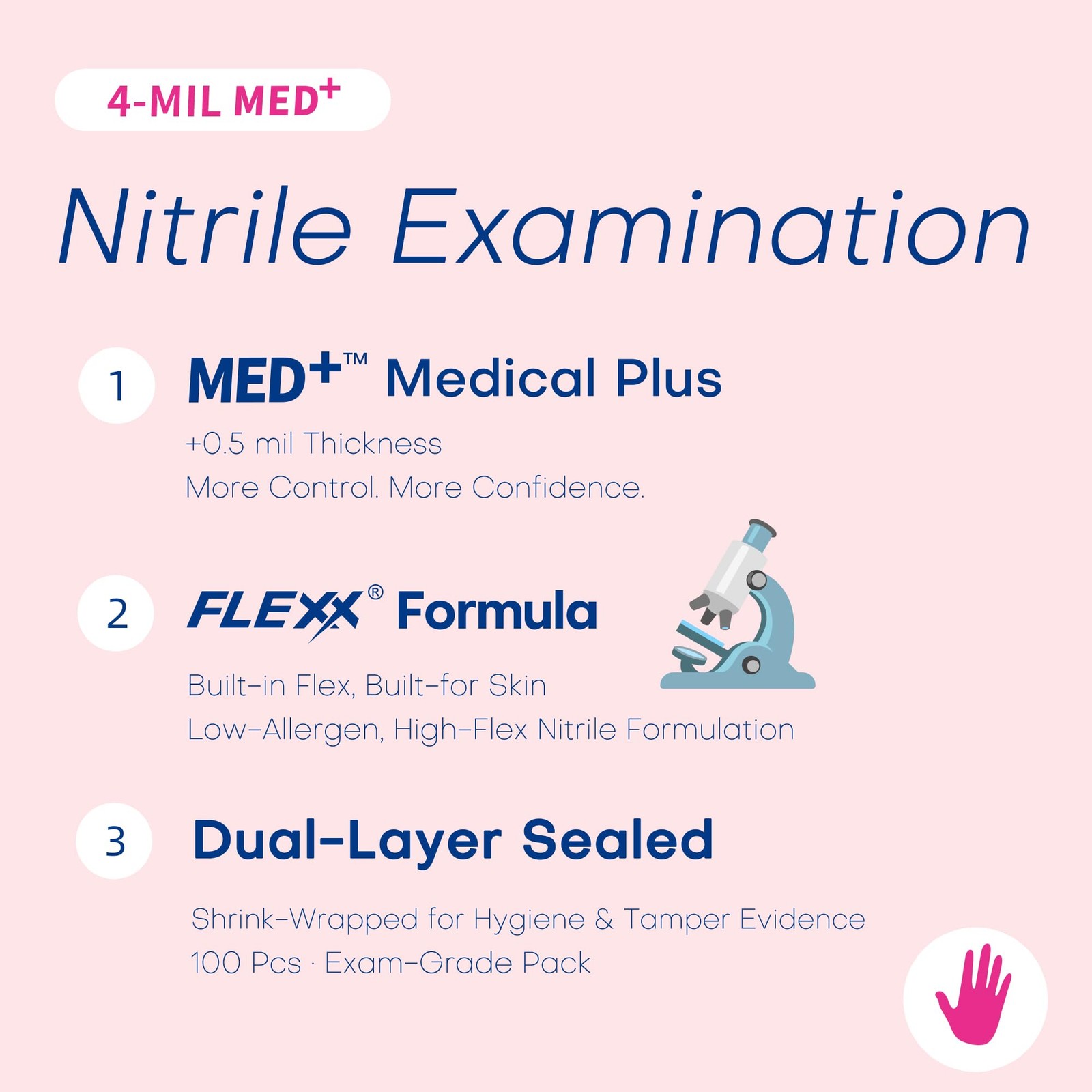 Supmedic Nitrile Exam Gloves, 4 Mil 100 Pcs Small, Small (Rose Orchid)