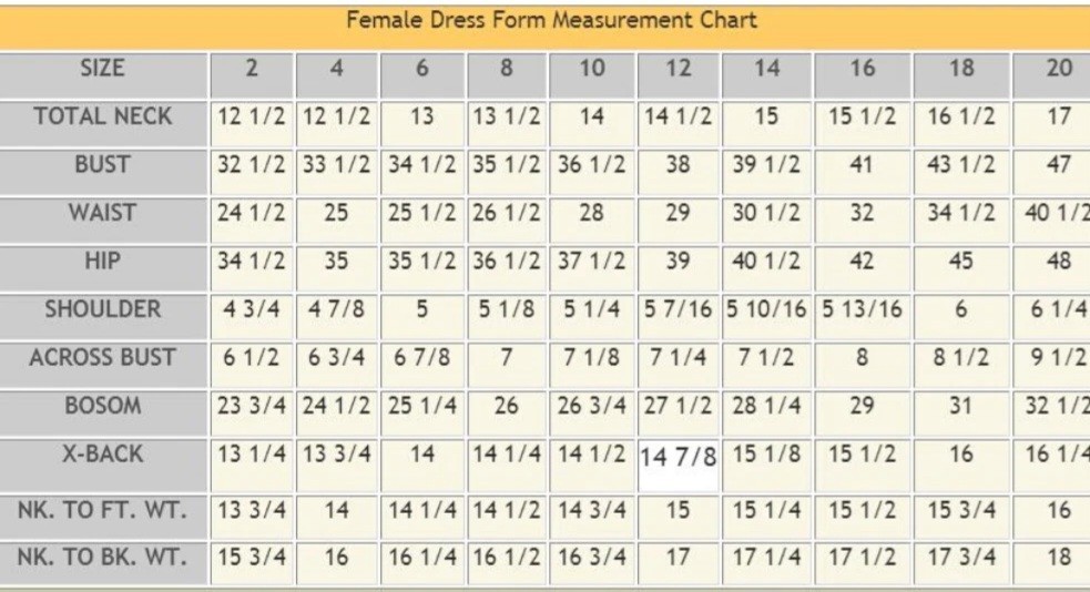 Professional Dress Form Mannequin, Collapsible shoulders, adjustable height sz12