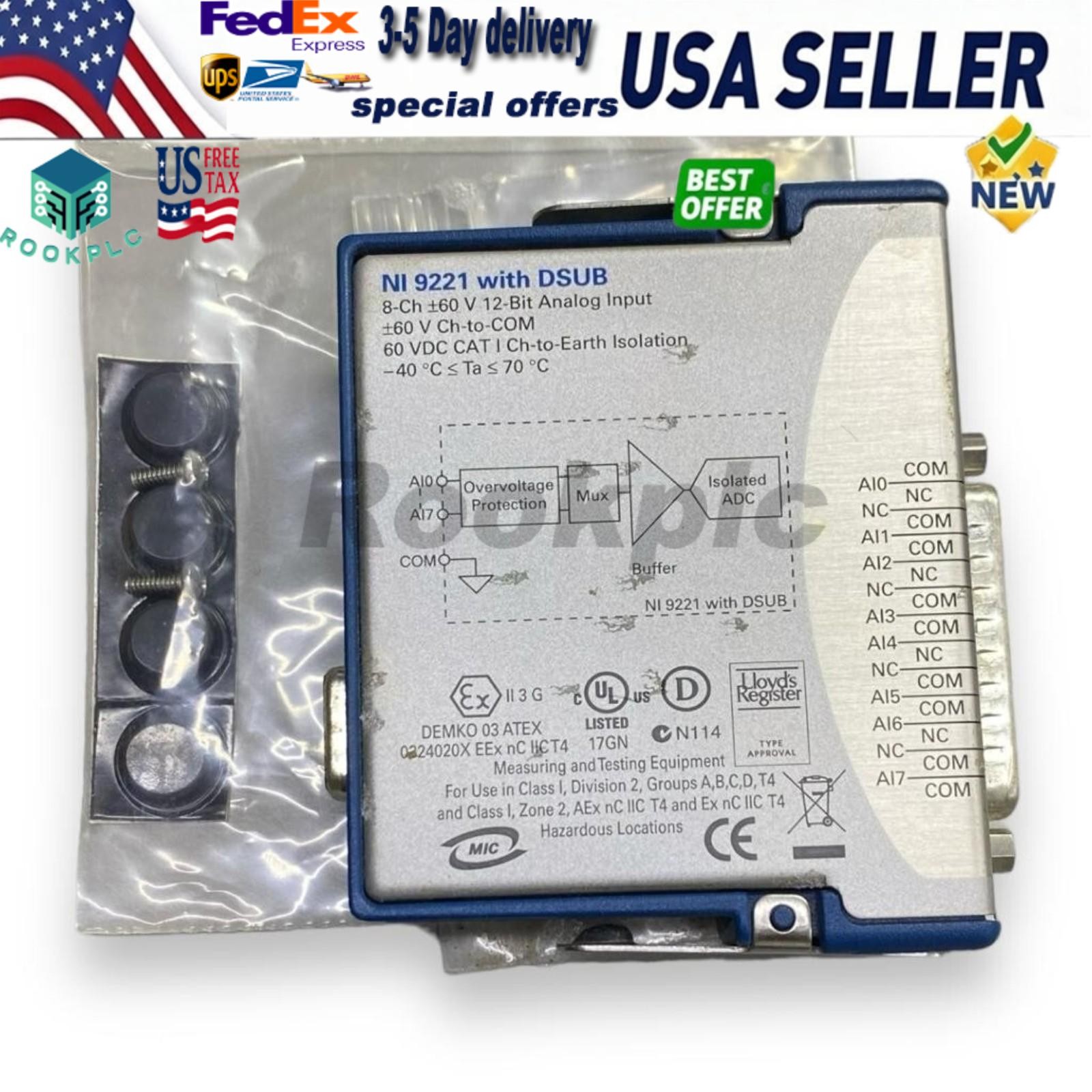 US FREE TAX NEW NI NI 9221 NI-9221 Analog Input Module.