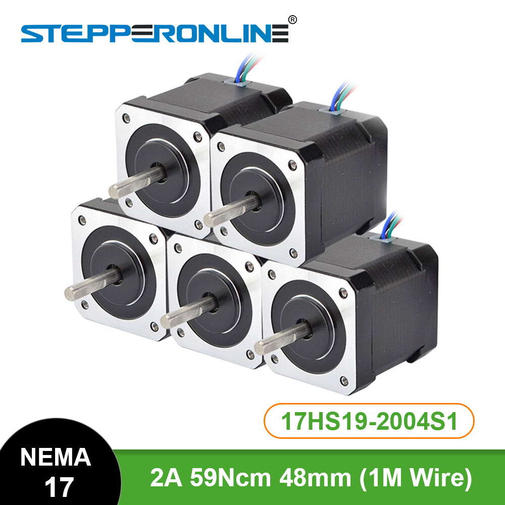 STEPPERONLINE 5pcs Nema 17 Stepper Motor 84oz.in 4-lead 17HS19-2004S1 3D Printer